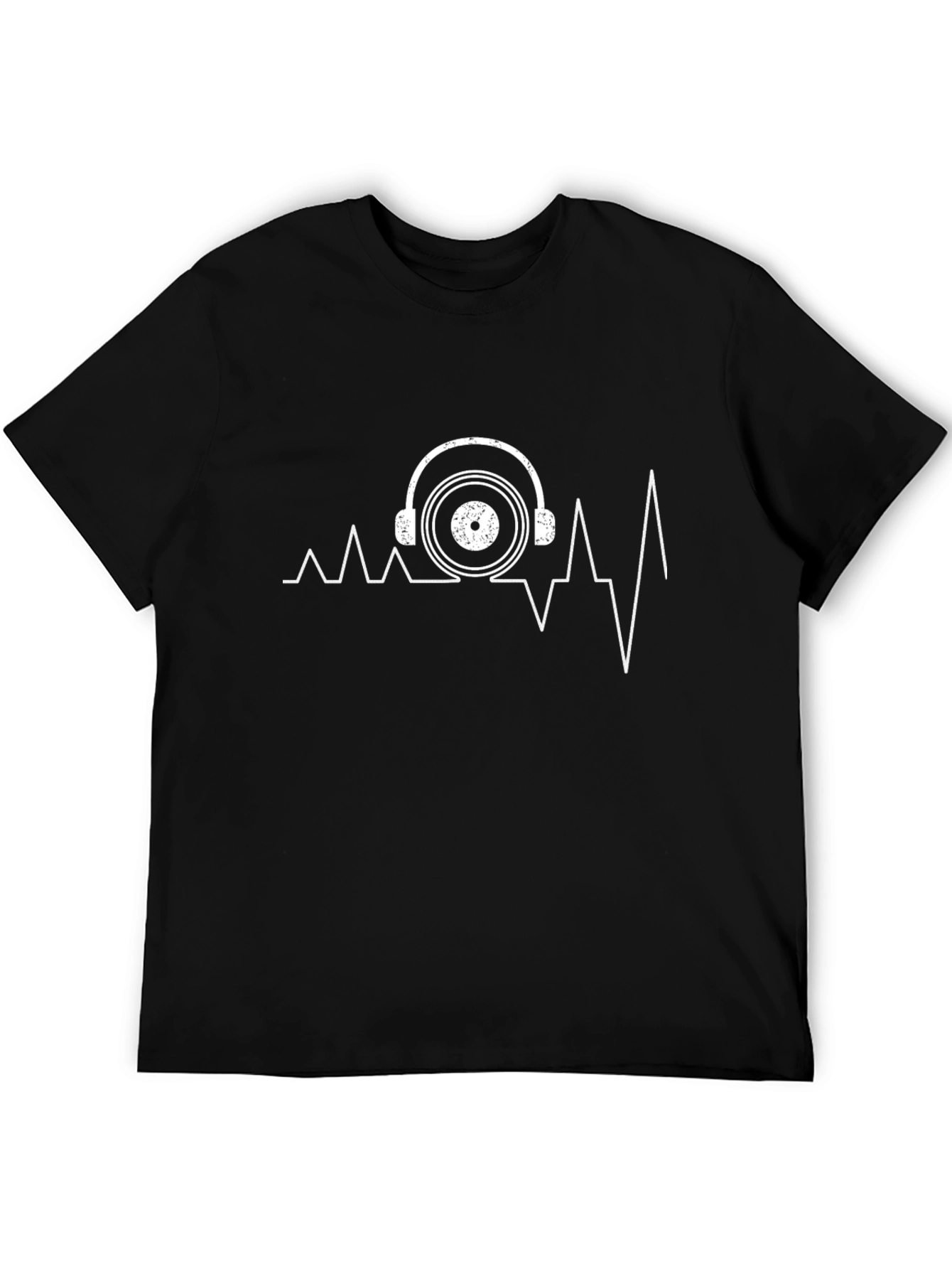 Music Heartbeat T-Shirt - DJ Headphones & Vinyl