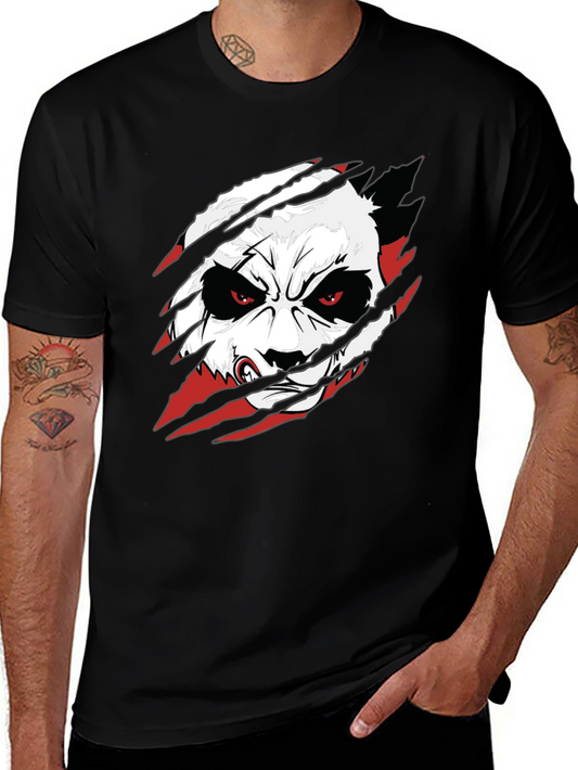Angry Panda Graphic Tee - Black Cotton T-Shirt