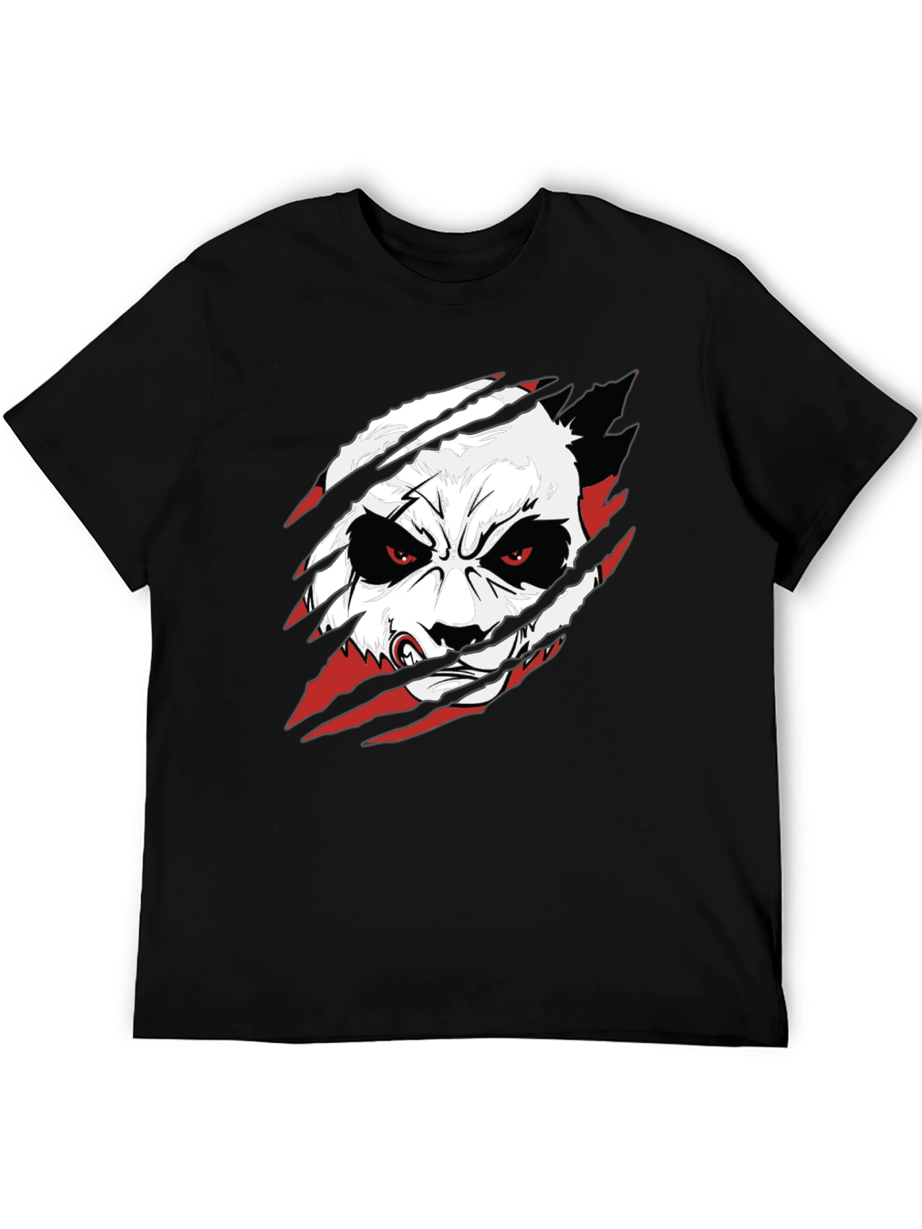 Angry Panda Graphic Tee - Black Cotton T-Shirt