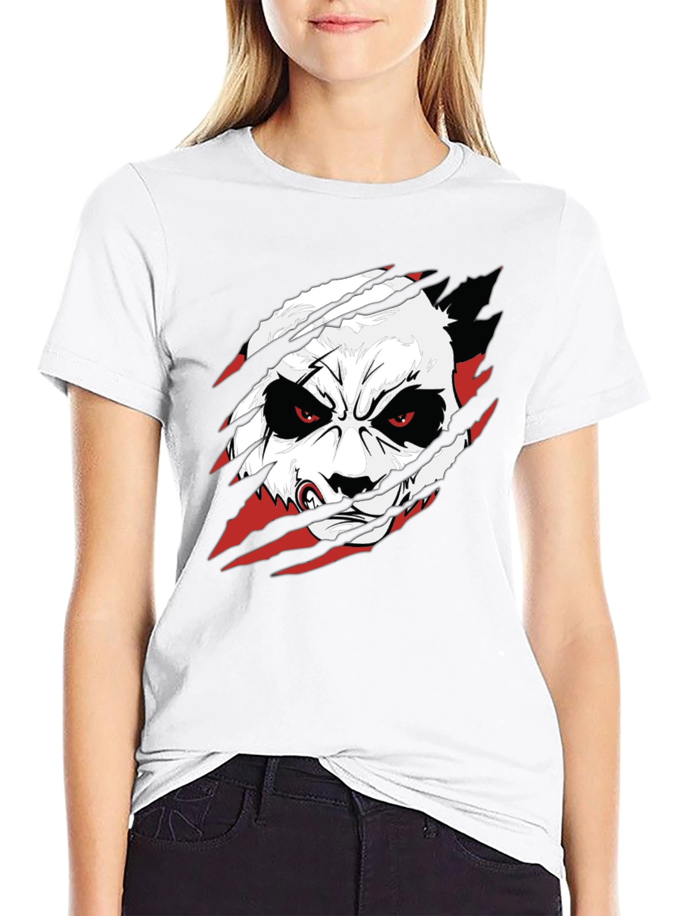 Angry Panda Graphic Tee - Black Cotton T-Shirt
