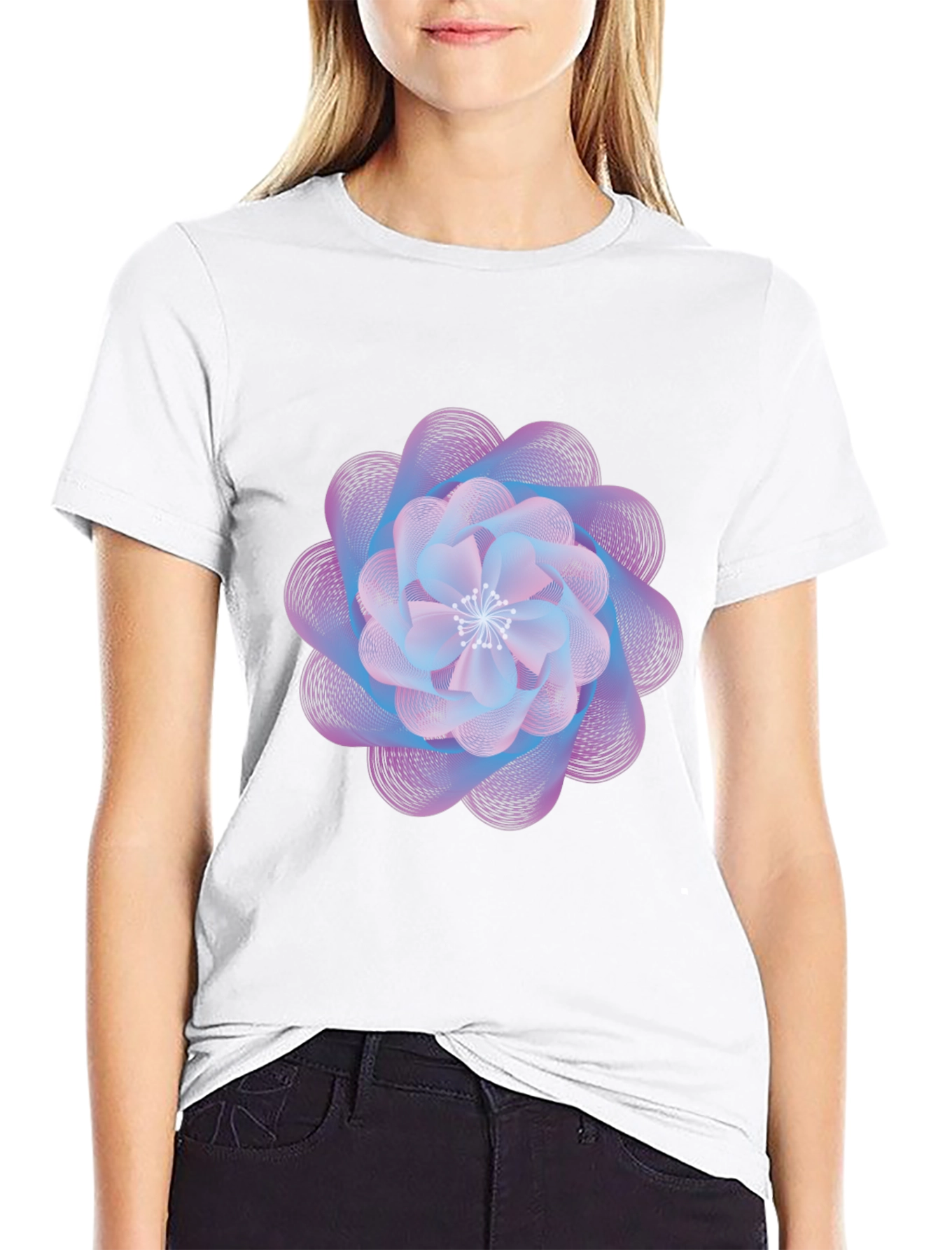Abstract Floral Graphic Print Black T-Shirt