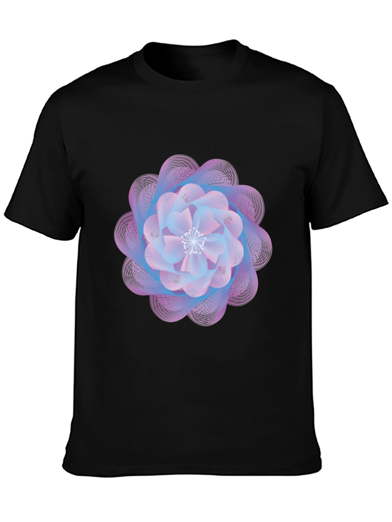 Abstract Floral Graphic Print Black T-Shirt