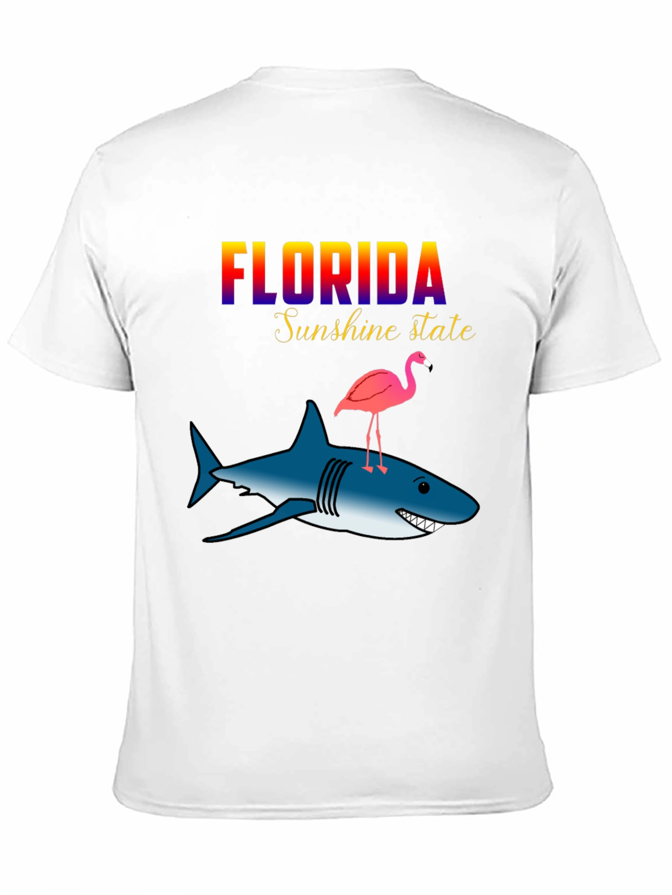 Florida Sunshine State Shark & Flamingo Graphic T-Shirt