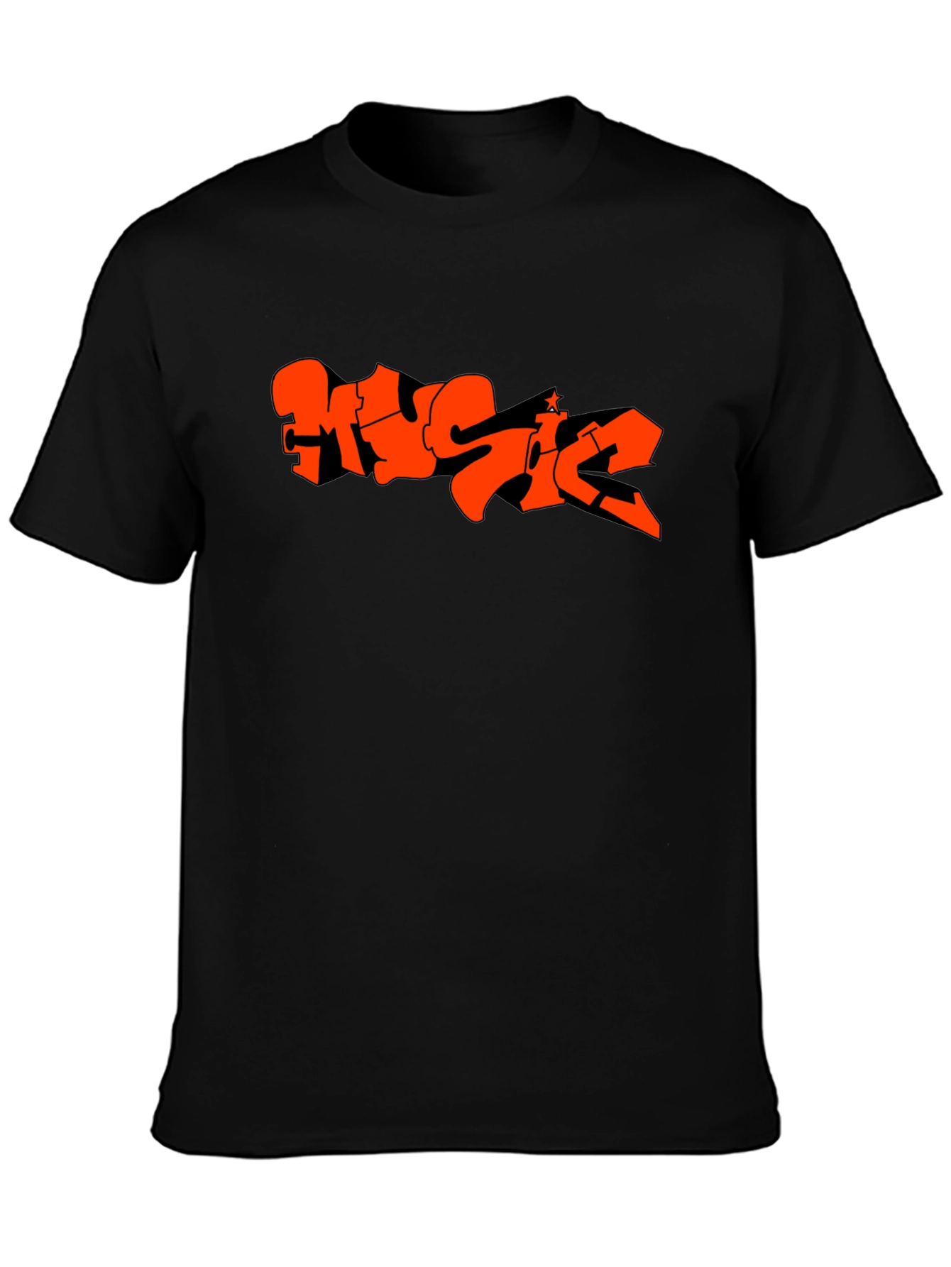 Music Graffiti Graphic Black T-Shirt
