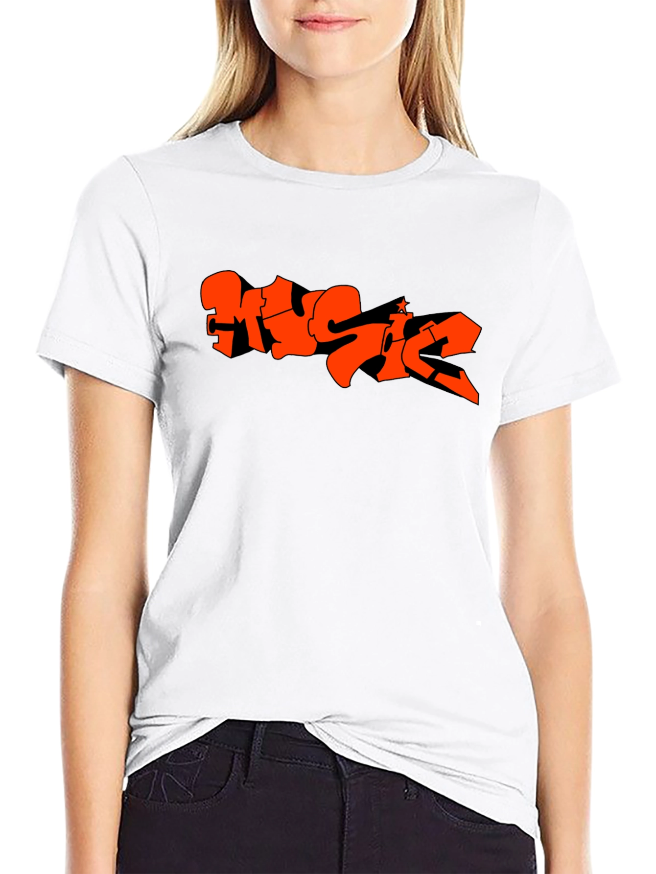 Music Graffiti Graphic Black T-Shirt