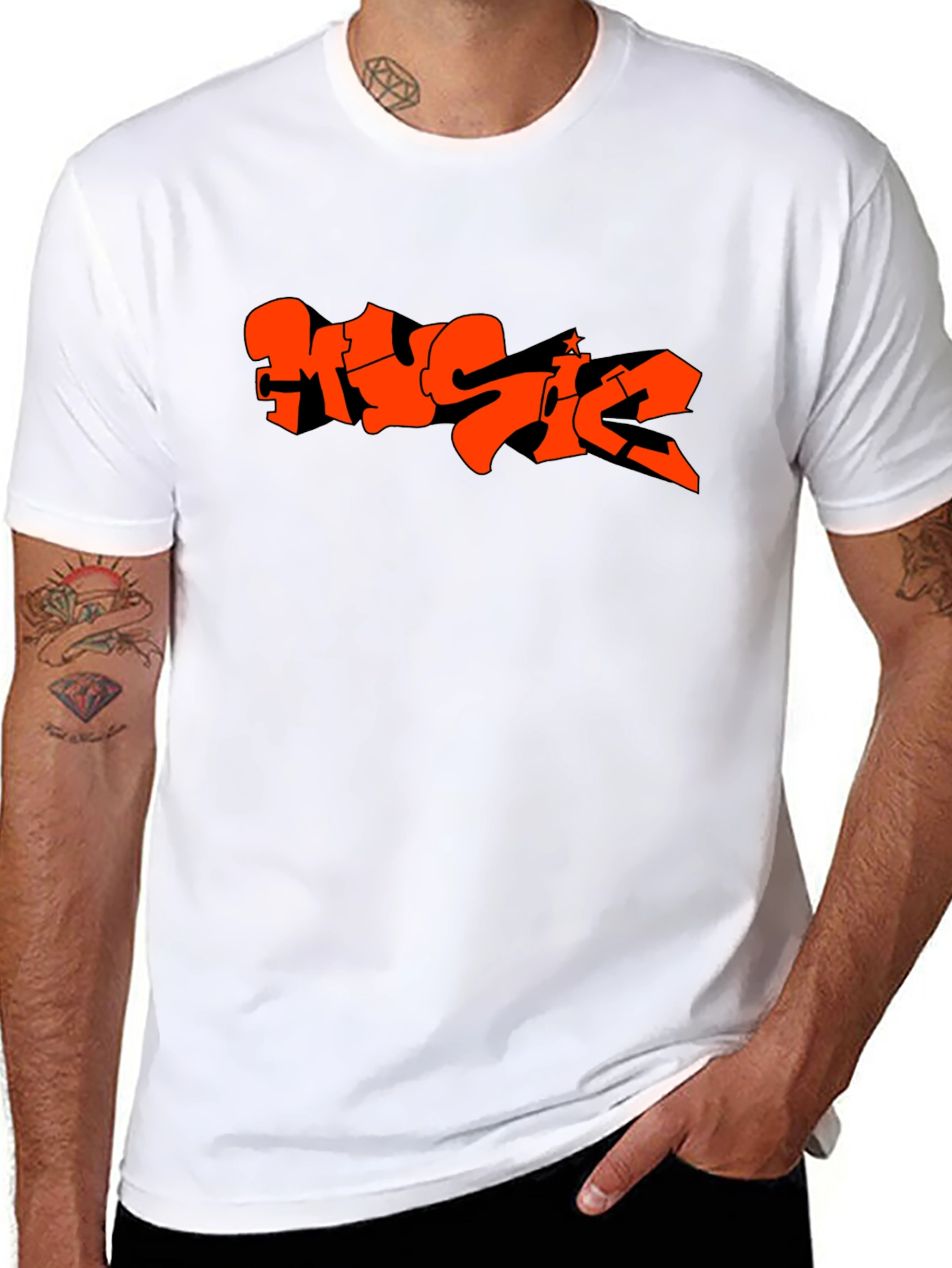 Music Graffiti Graphic Black T-Shirt