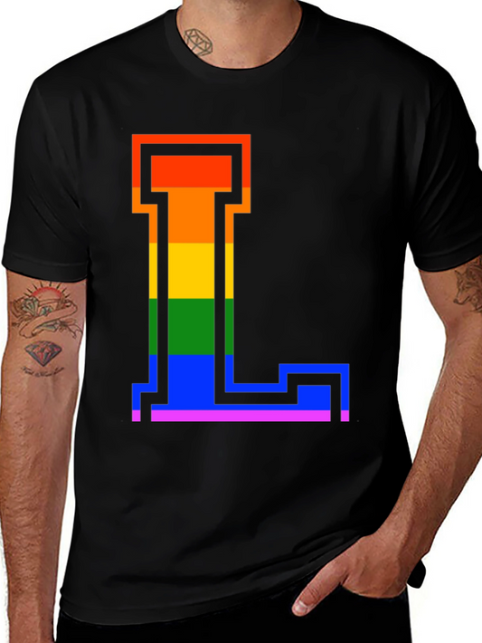 Rainbow Letter L Graphic Tee - Pride Style