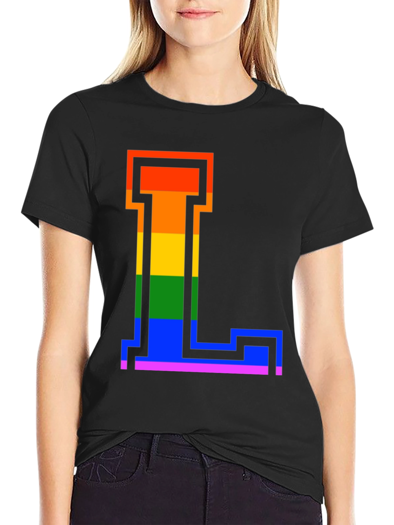 Rainbow Letter L Graphic Tee - Pride Style