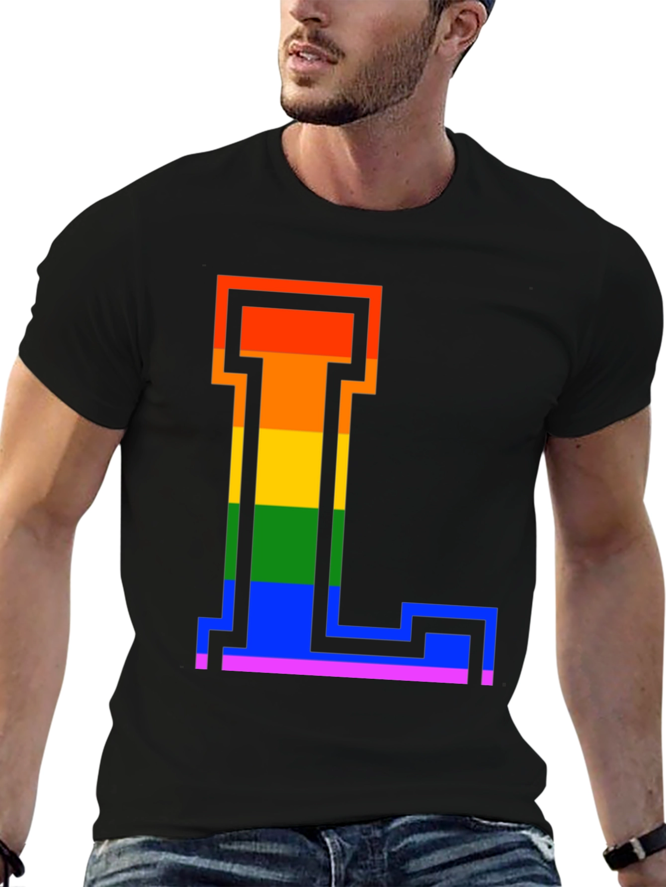 Rainbow Letter L Graphic Tee - Pride Style