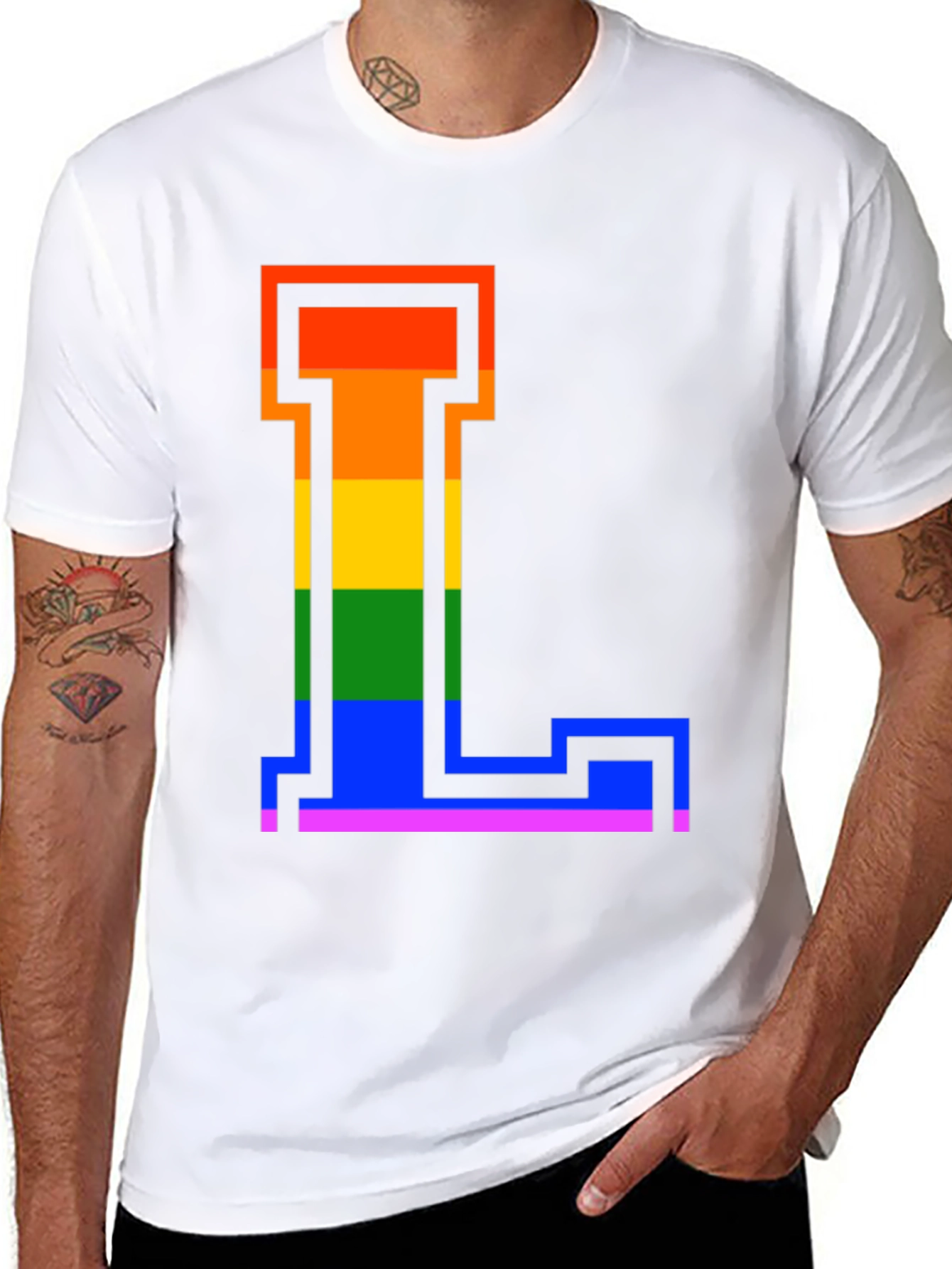 Rainbow Letter L Graphic Tee - Pride Style