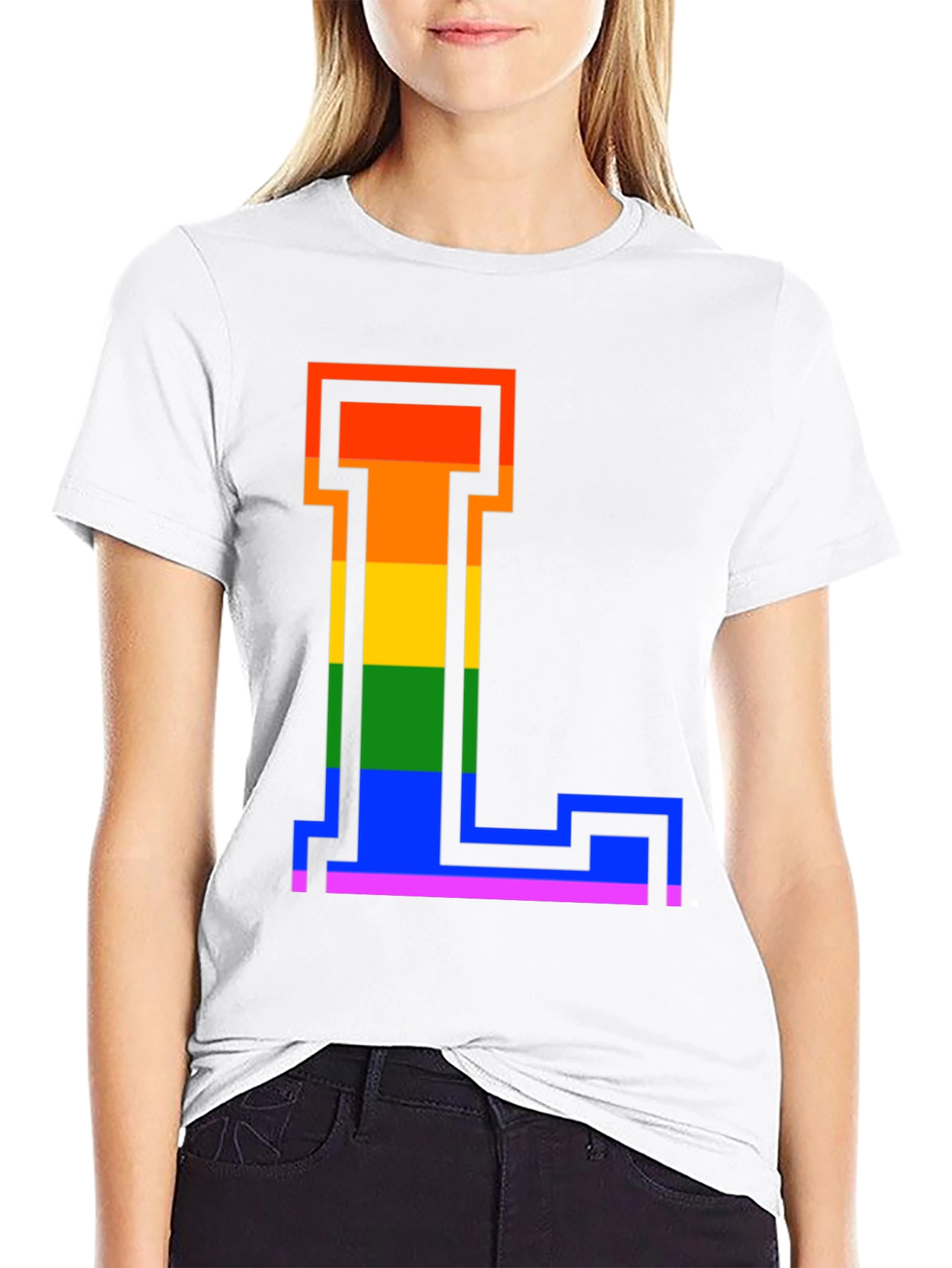 Rainbow Letter L Graphic Tee - Pride Style