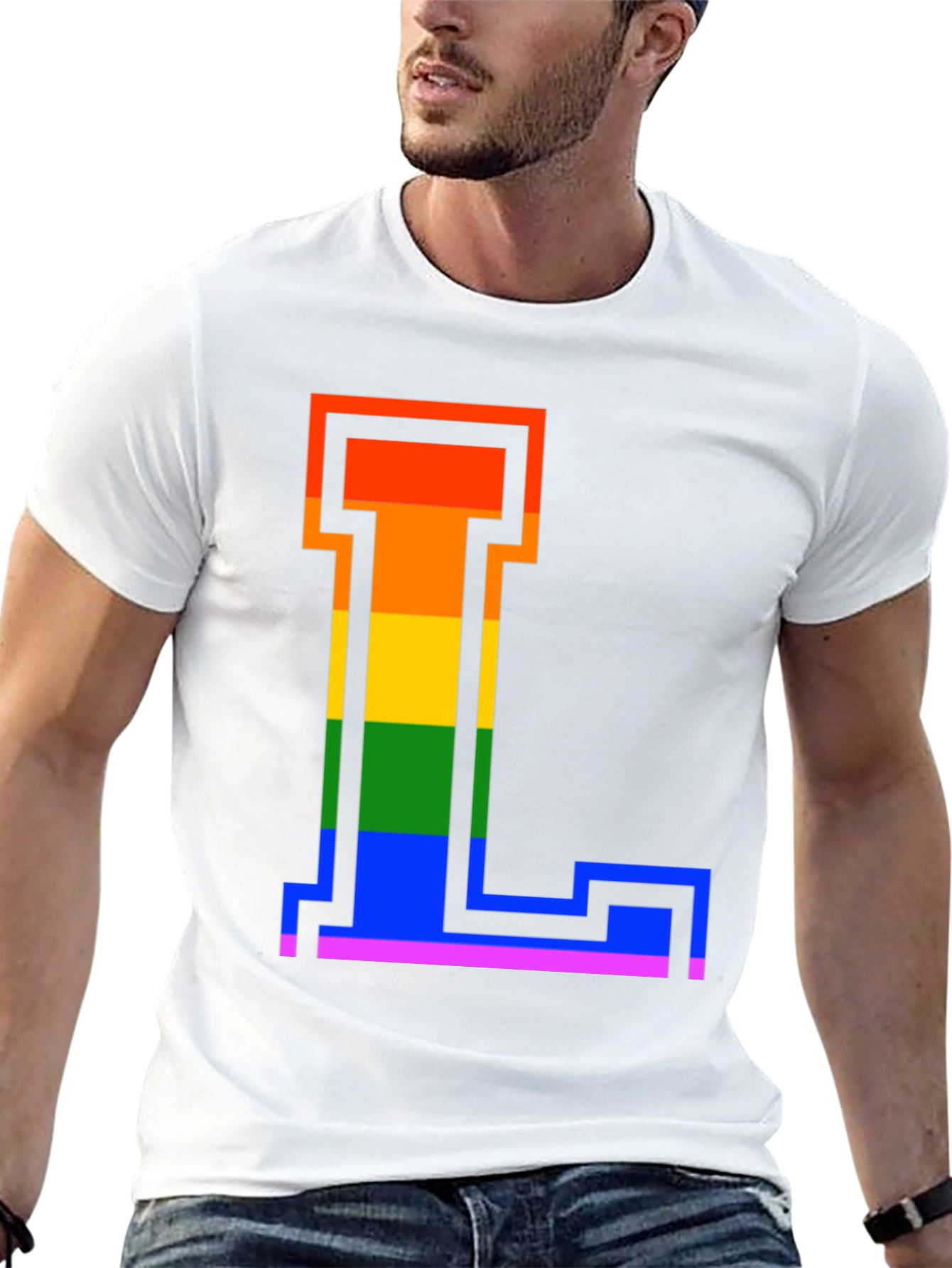 Rainbow Letter L Graphic Tee - Pride Style