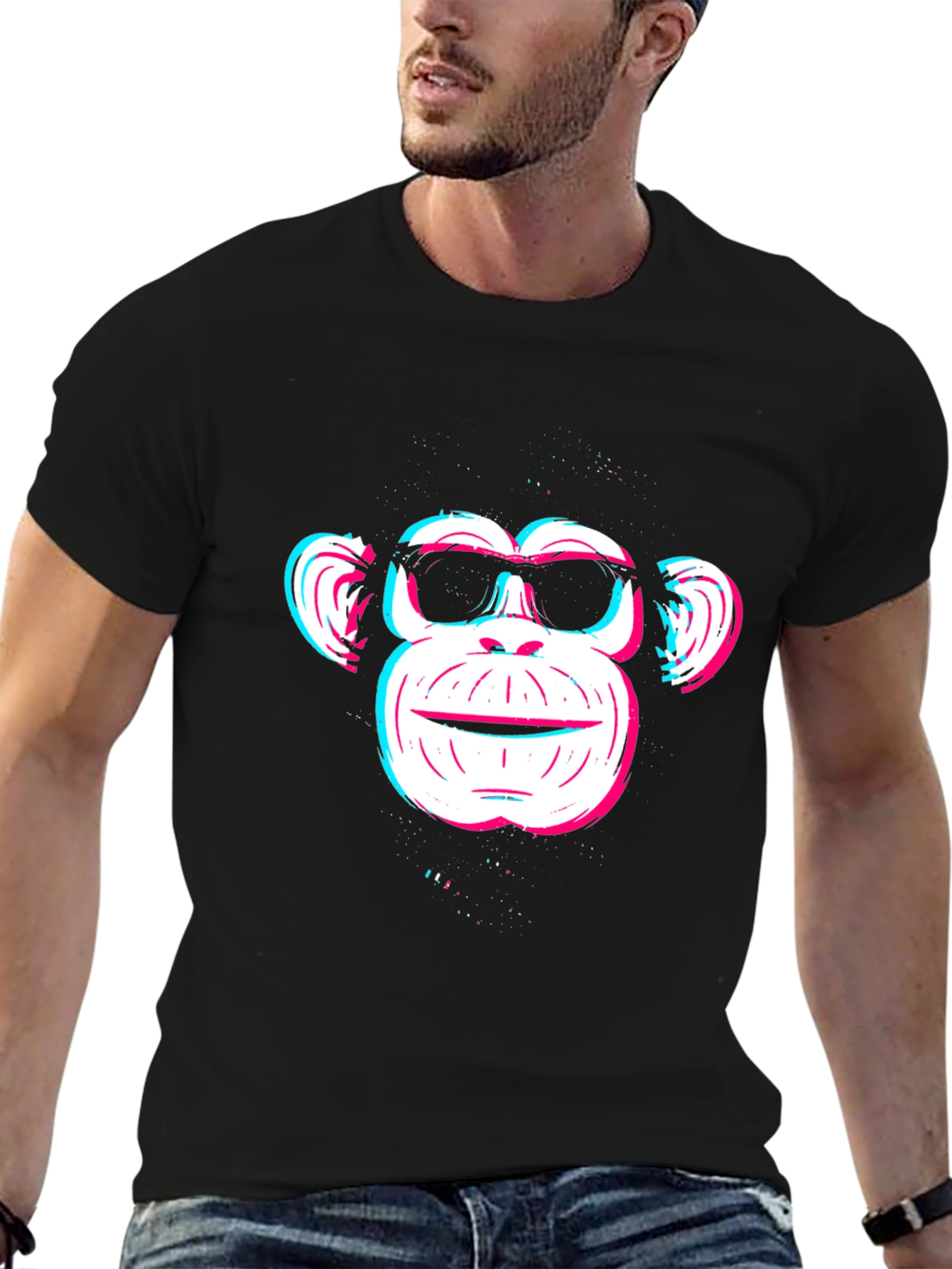 Cool Monkey Graphic Tee - Black Cotton Blend