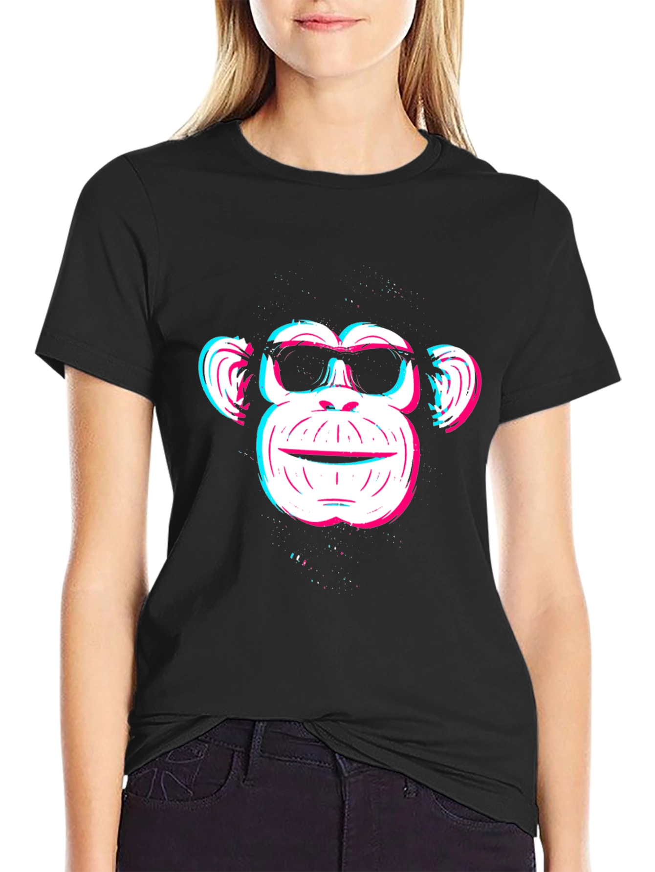 Cool Monkey Graphic Tee - Black Cotton Blend