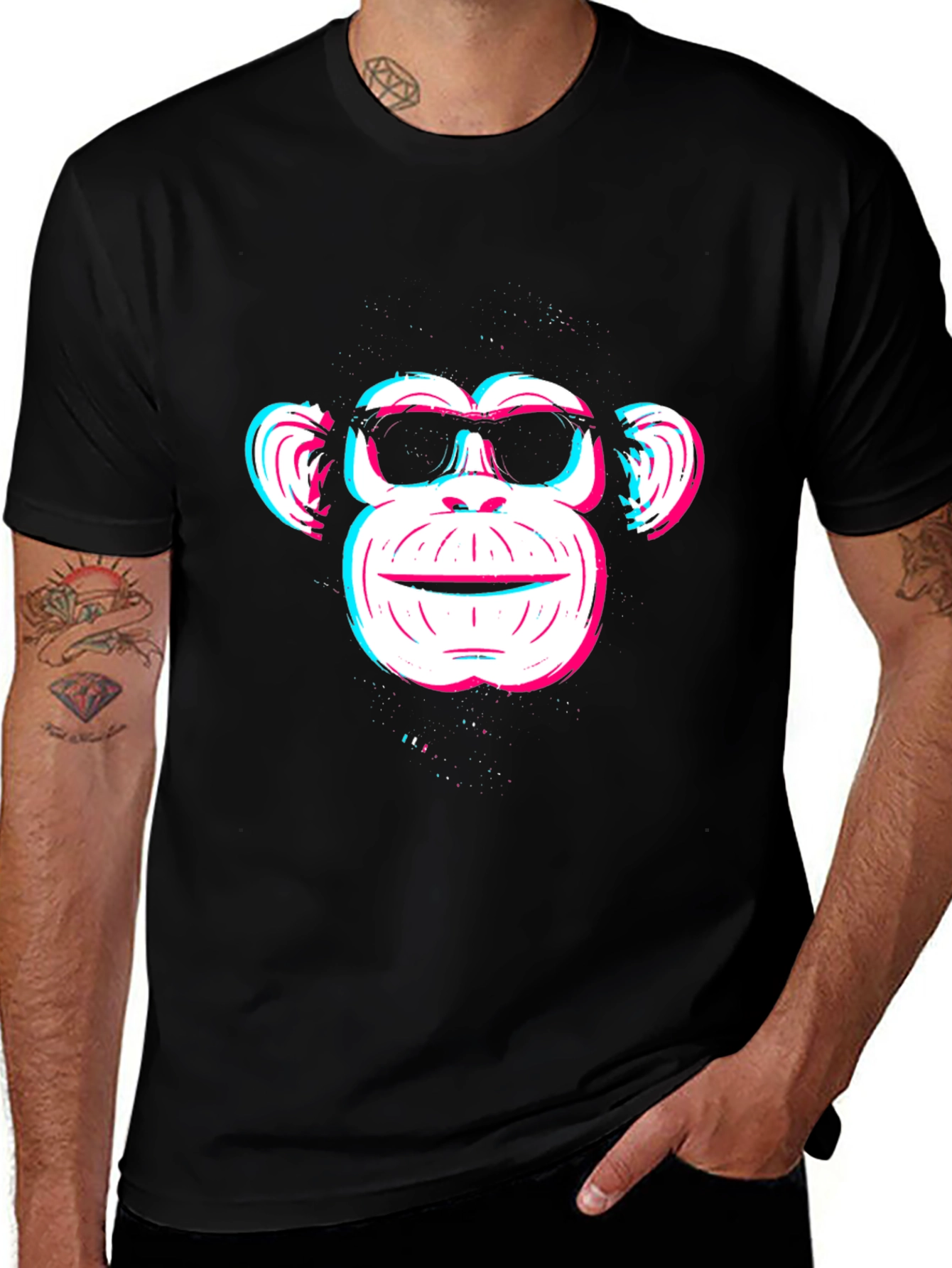 Cool Monkey Graphic Tee - Black Cotton Blend