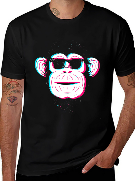 Cool Monkey Graphic Tee - Black Cotton Blend