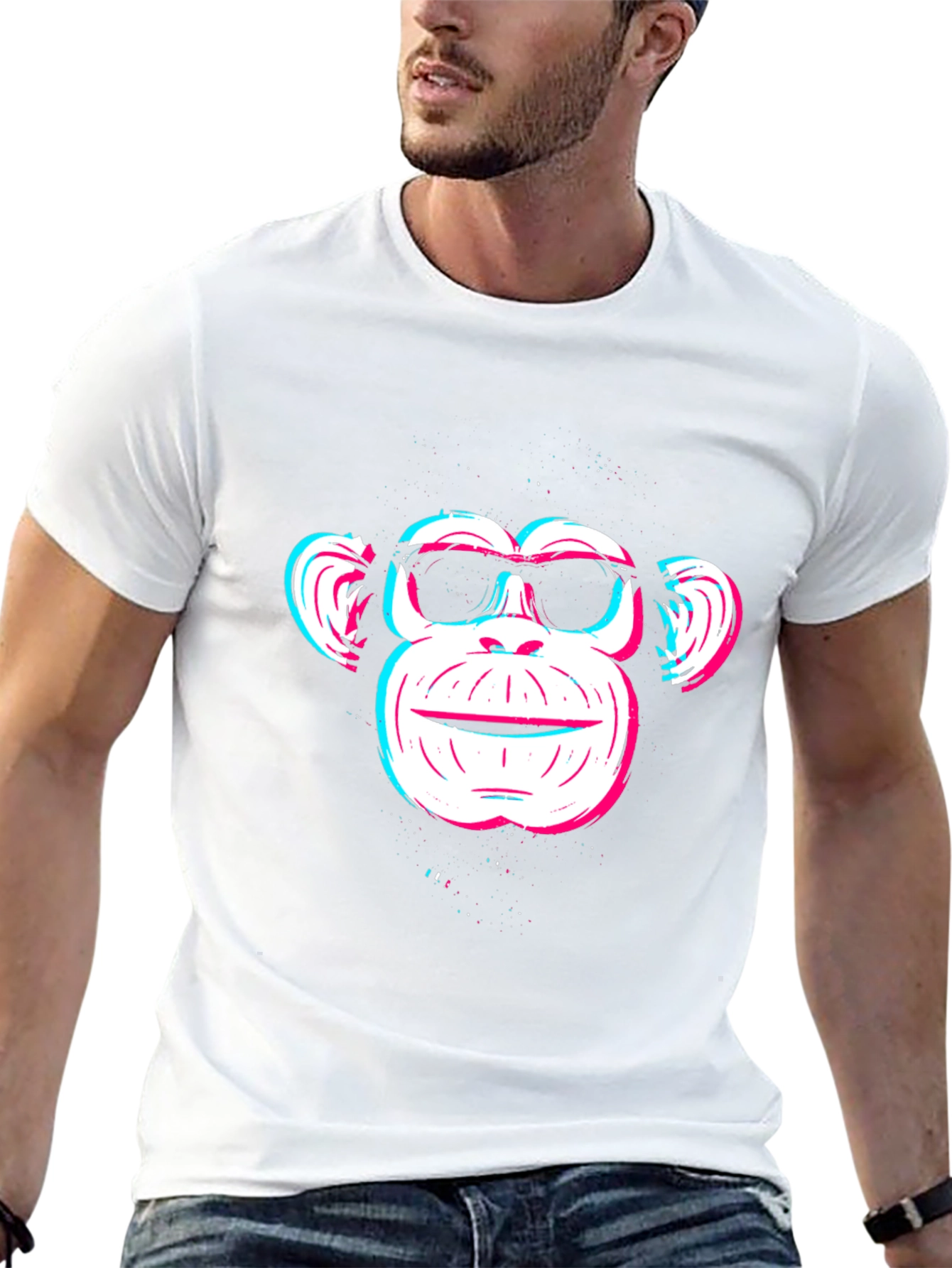 Cool Monkey Graphic Tee - Black Cotton Blend