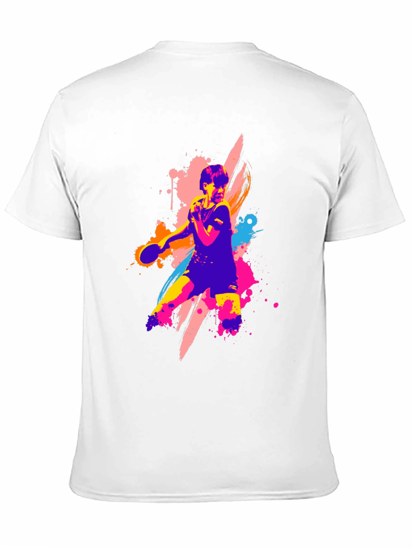Vibrant Table Tennis Graphic Tee - Black