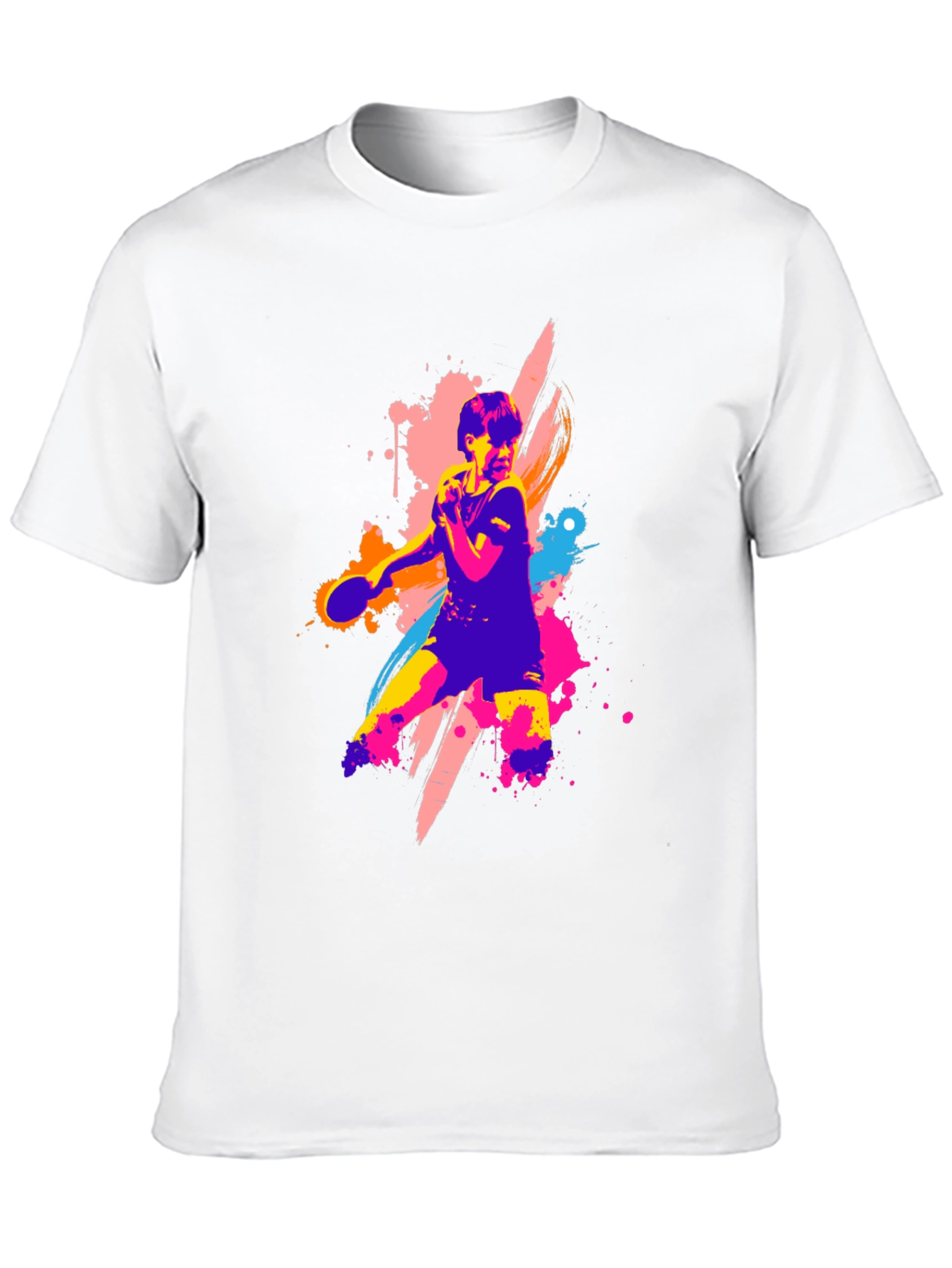Vibrant Table Tennis Graphic Tee - Black