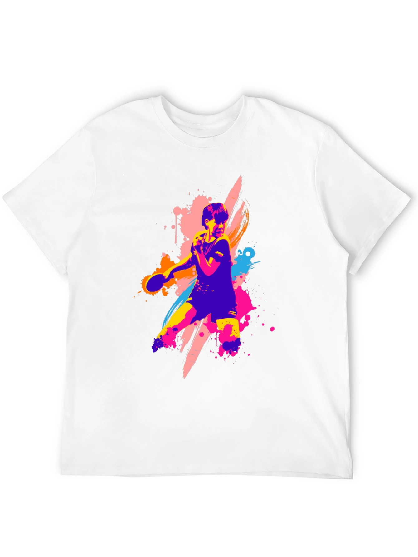 Vibrant Table Tennis Graphic Tee - Black