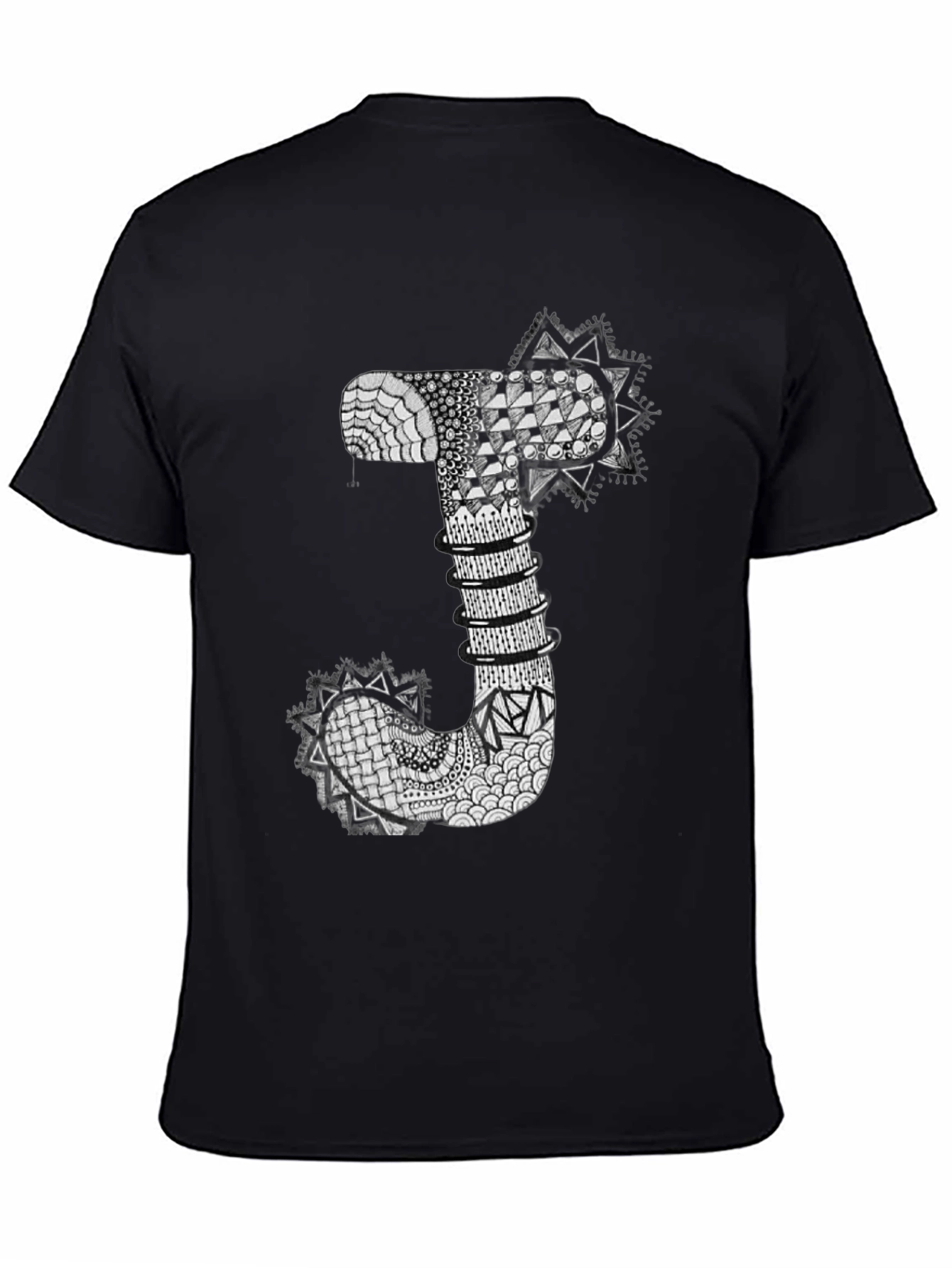 Abstract J Letter Black T-Shirt
