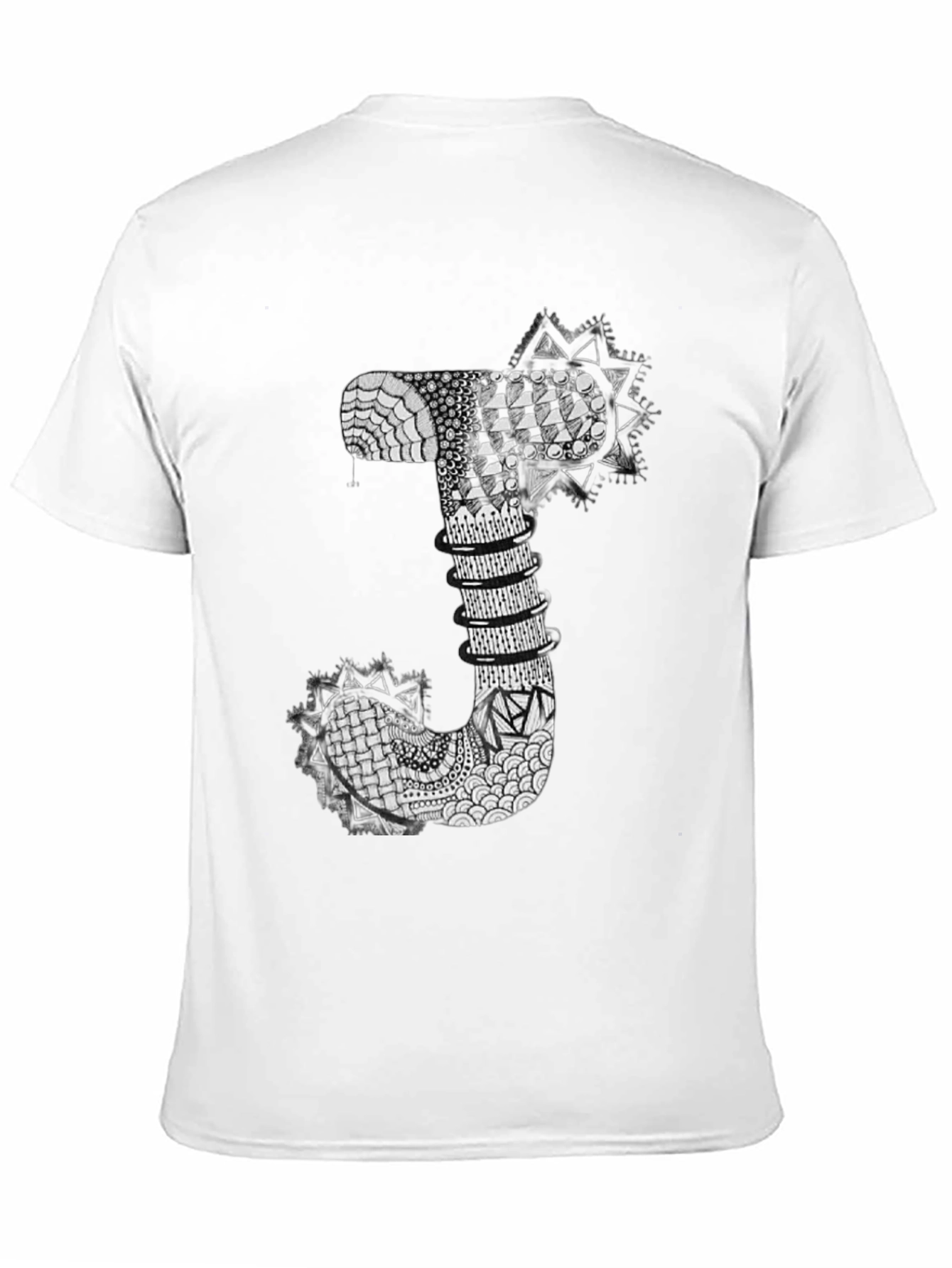Abstract J Letter Black T-Shirt