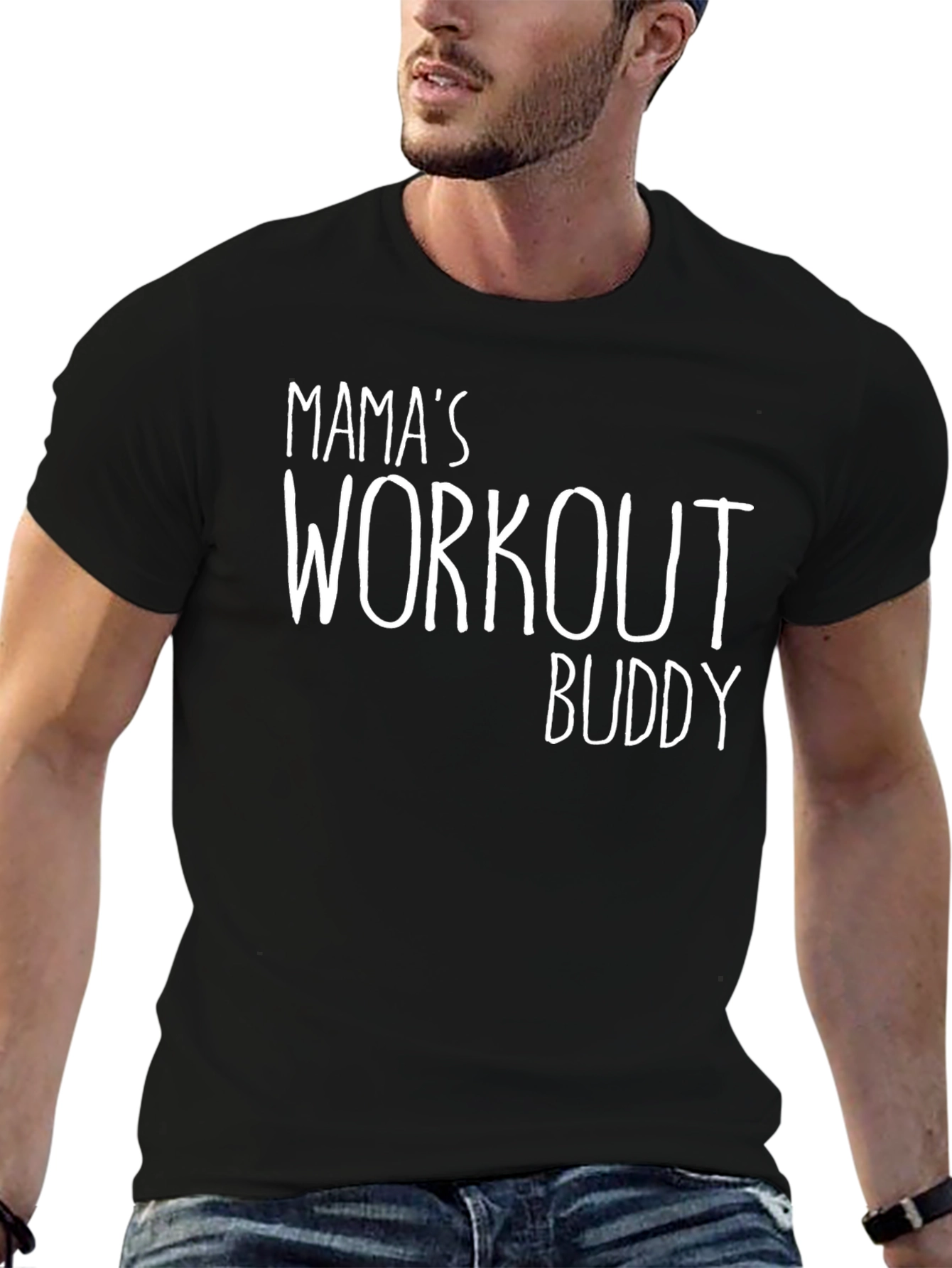 Mamas Workout Buddy Black Graphic T-Shirt