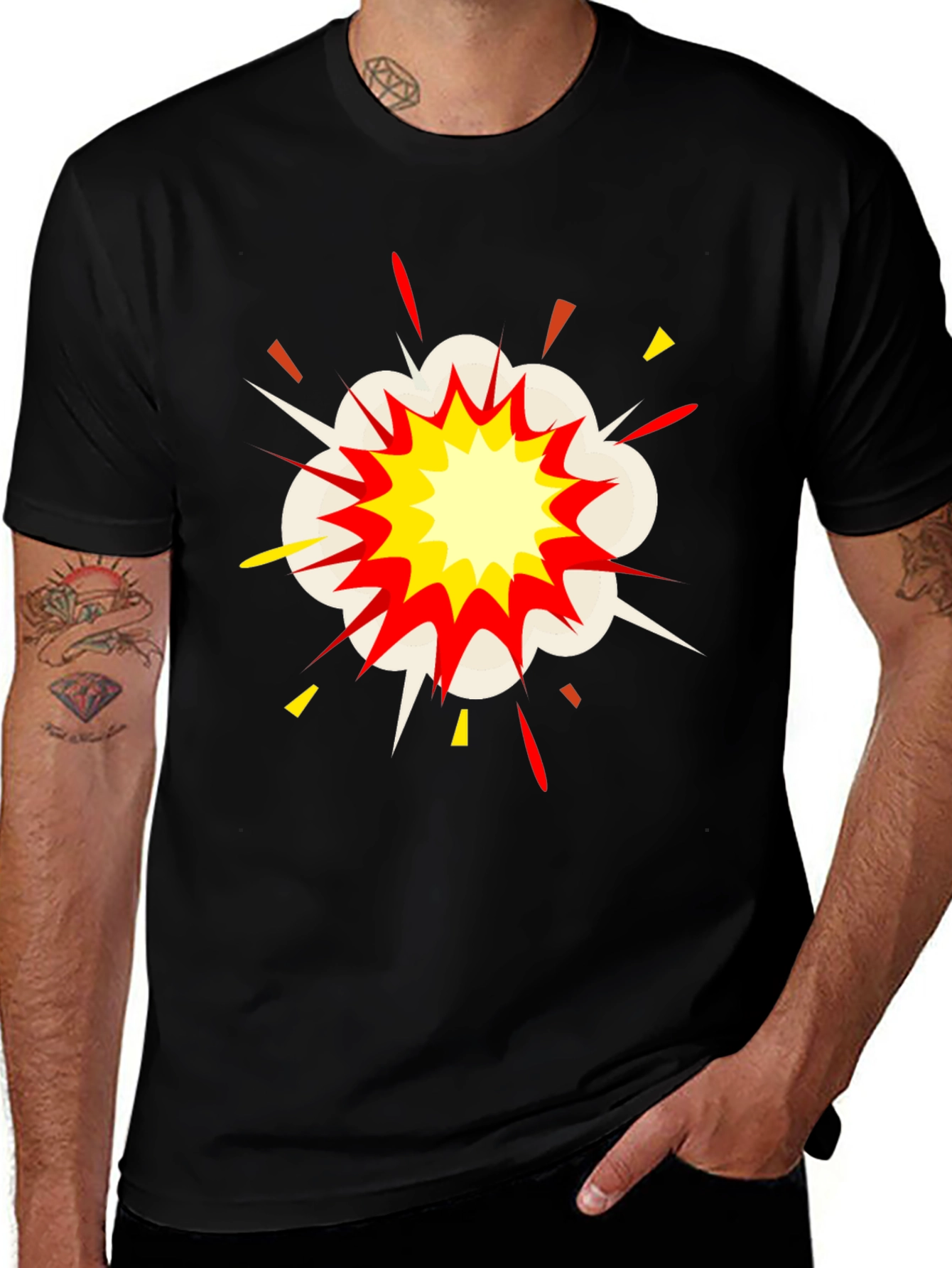 Comic Explosion Graphic Black T-Shirt