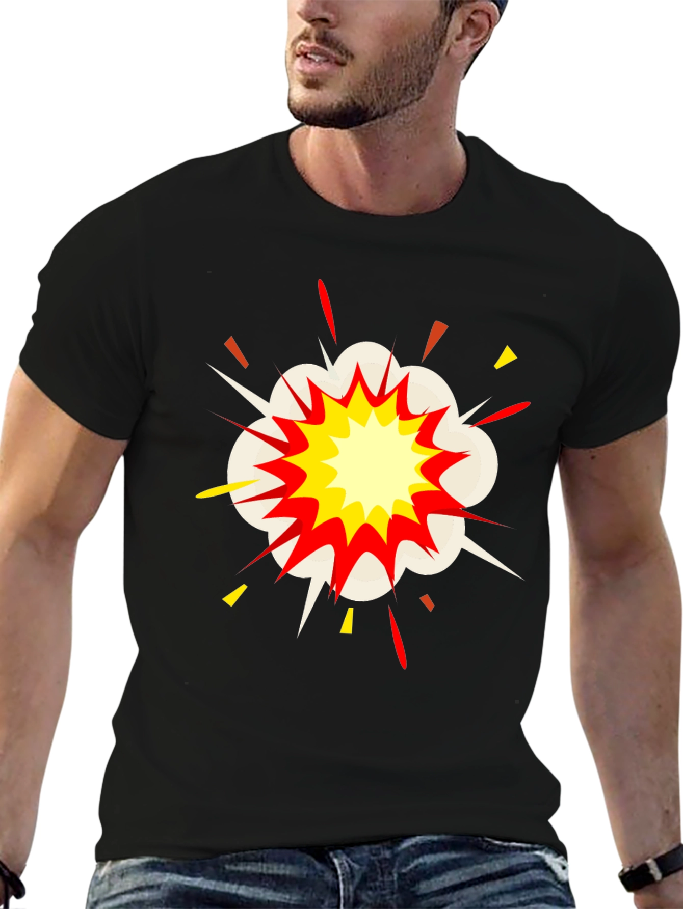 Comic Explosion Graphic Black T-Shirt