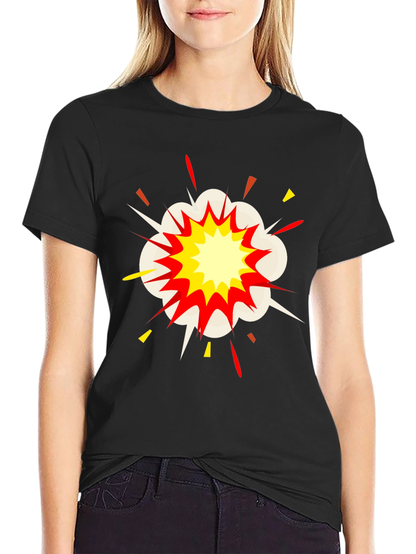 Comic Explosion Graphic Black T-Shirt