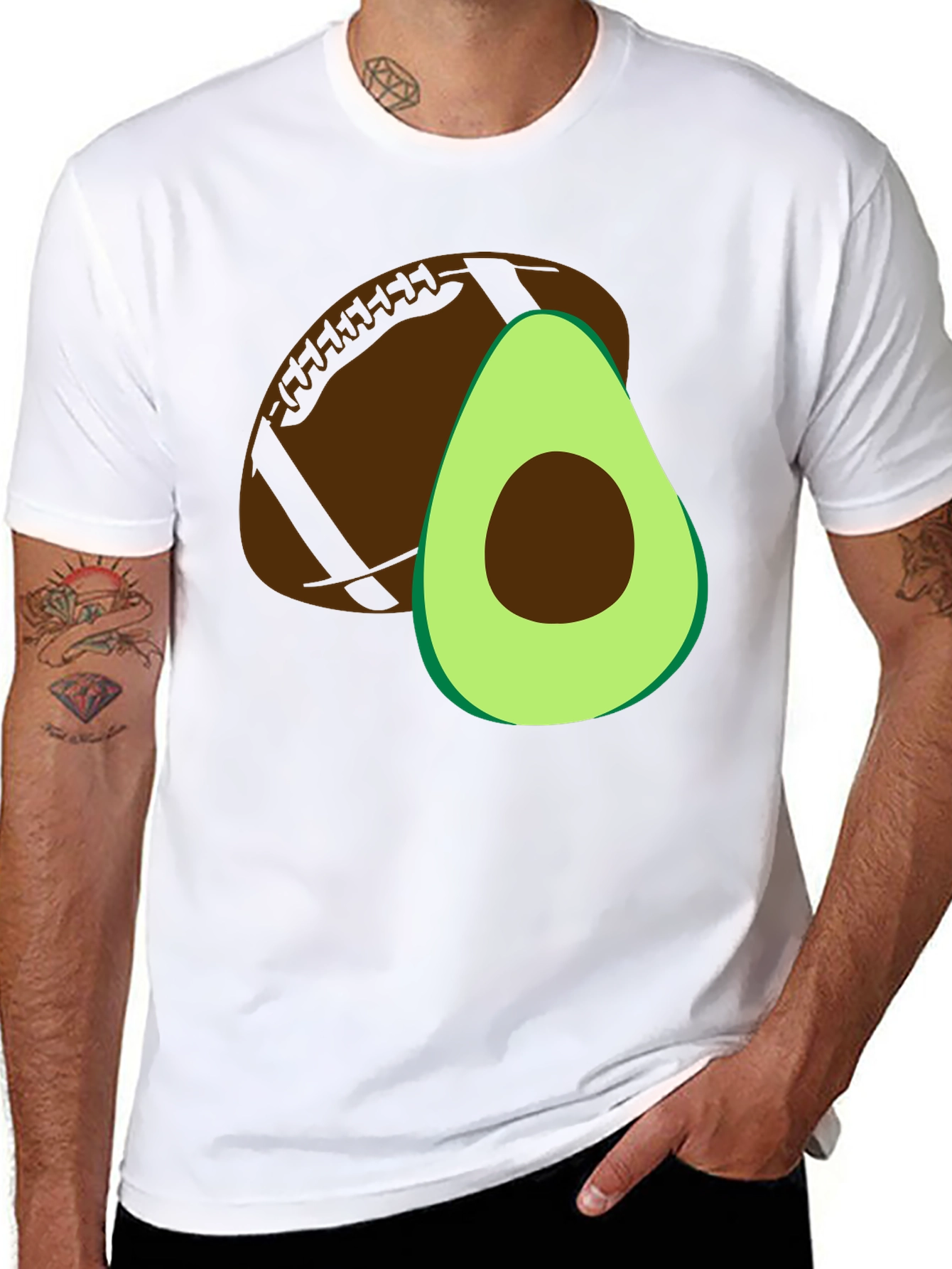 Avocado Football Graphic Tee - Casual Mens T-Shirt
