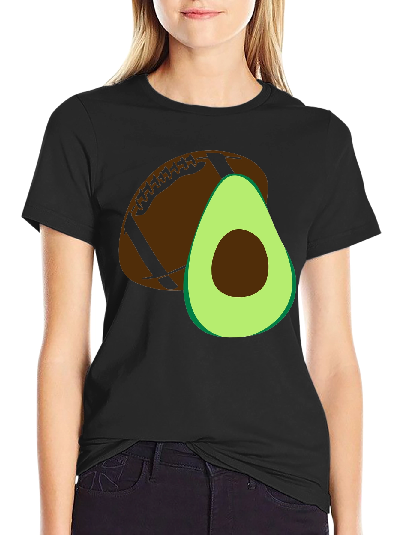 Avocado Football Graphic Tee - Casual Mens T-Shirt