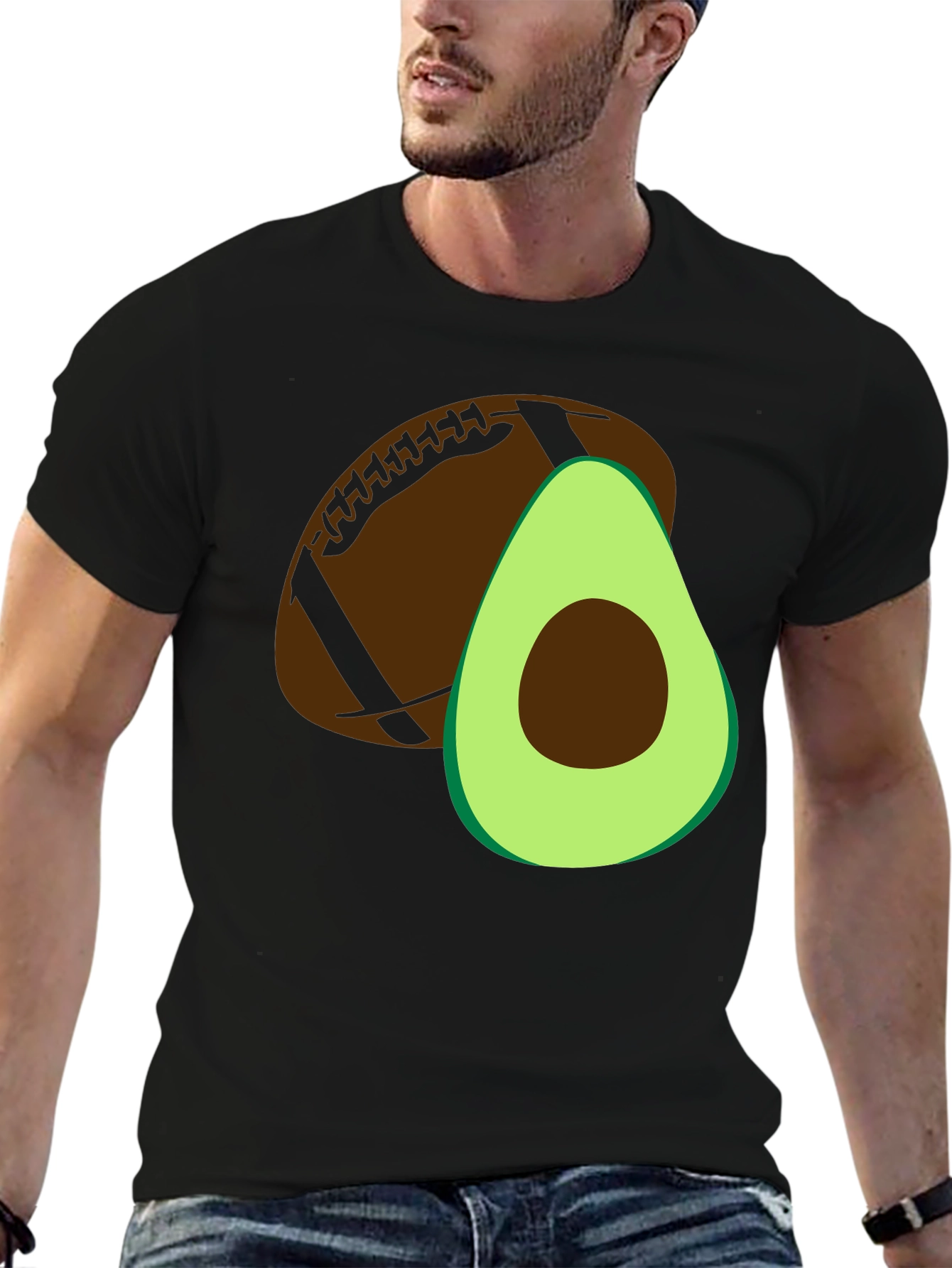 Avocado Football Graphic Tee - Casual Mens T-Shirt