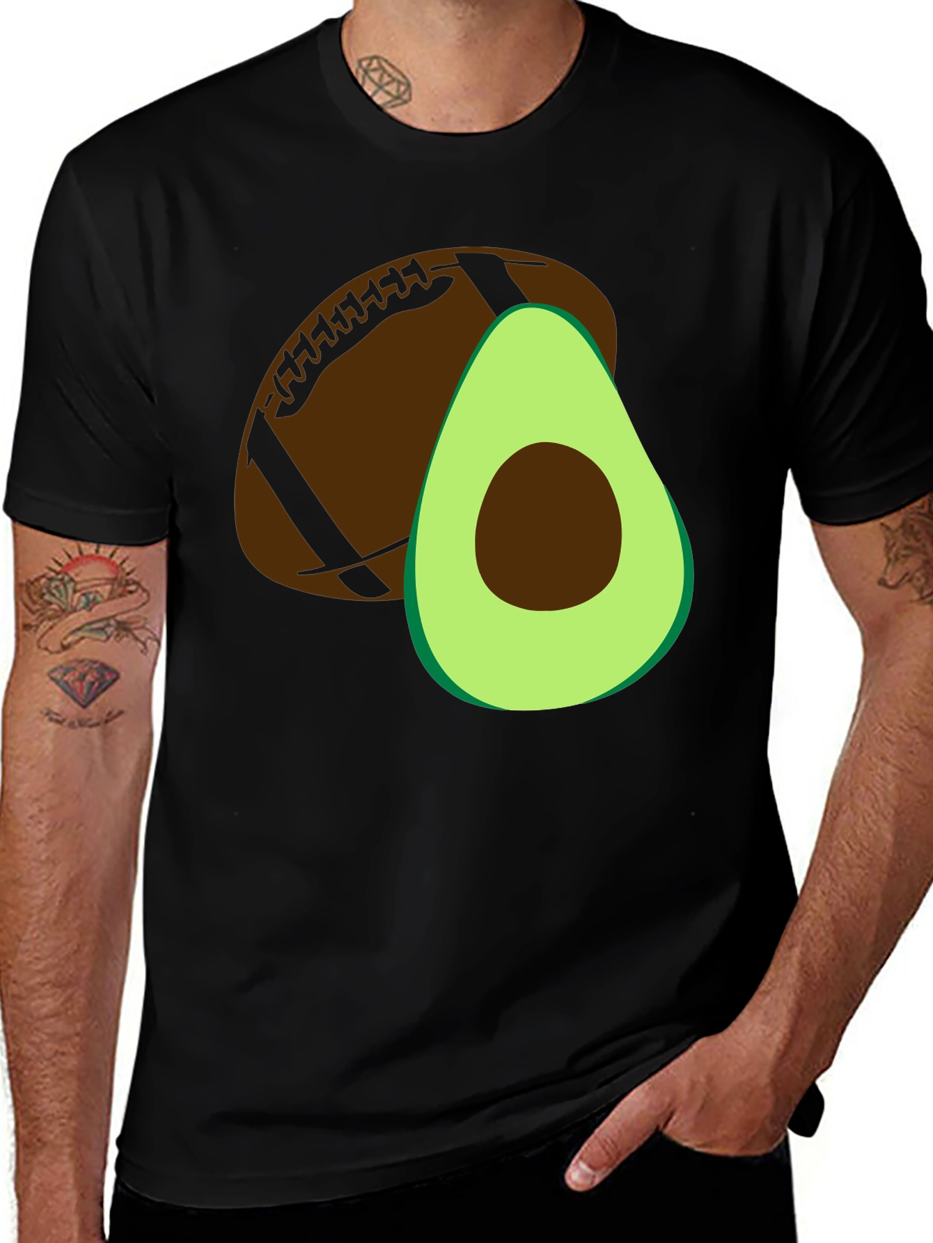 Avocado Football Graphic Tee - Casual Mens T-Shirt