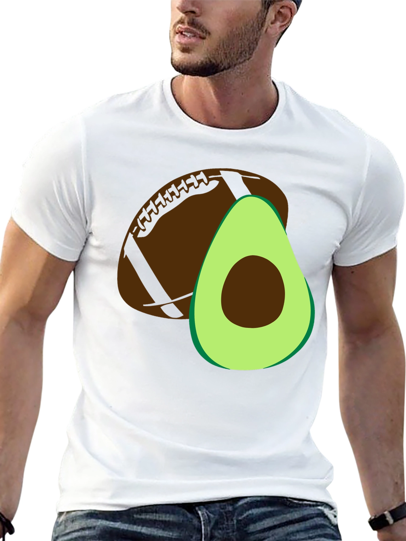 Avocado Football Graphic Tee - Casual Mens T-Shirt