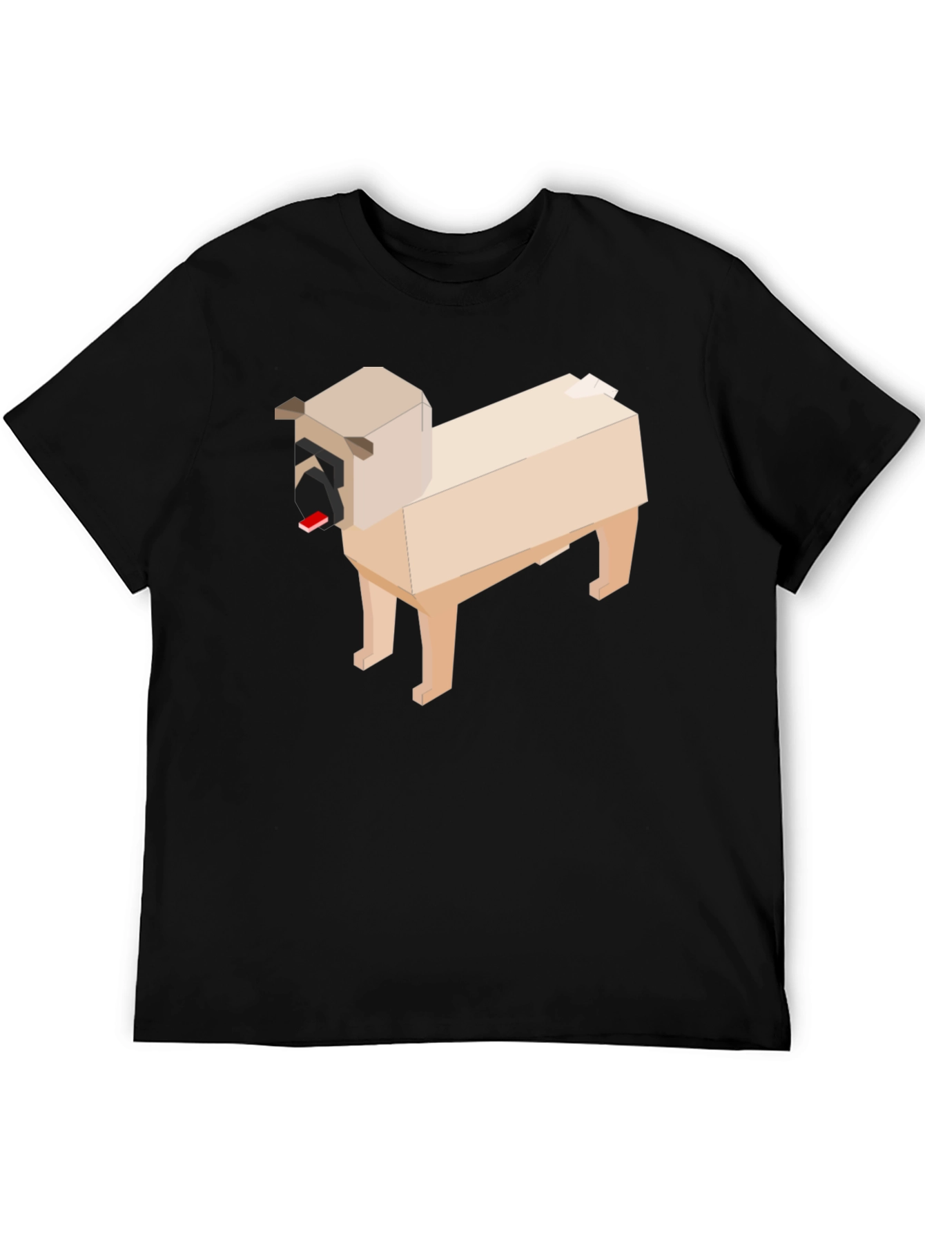 Pixel Art Pug Graphic Tee - Black Cotton