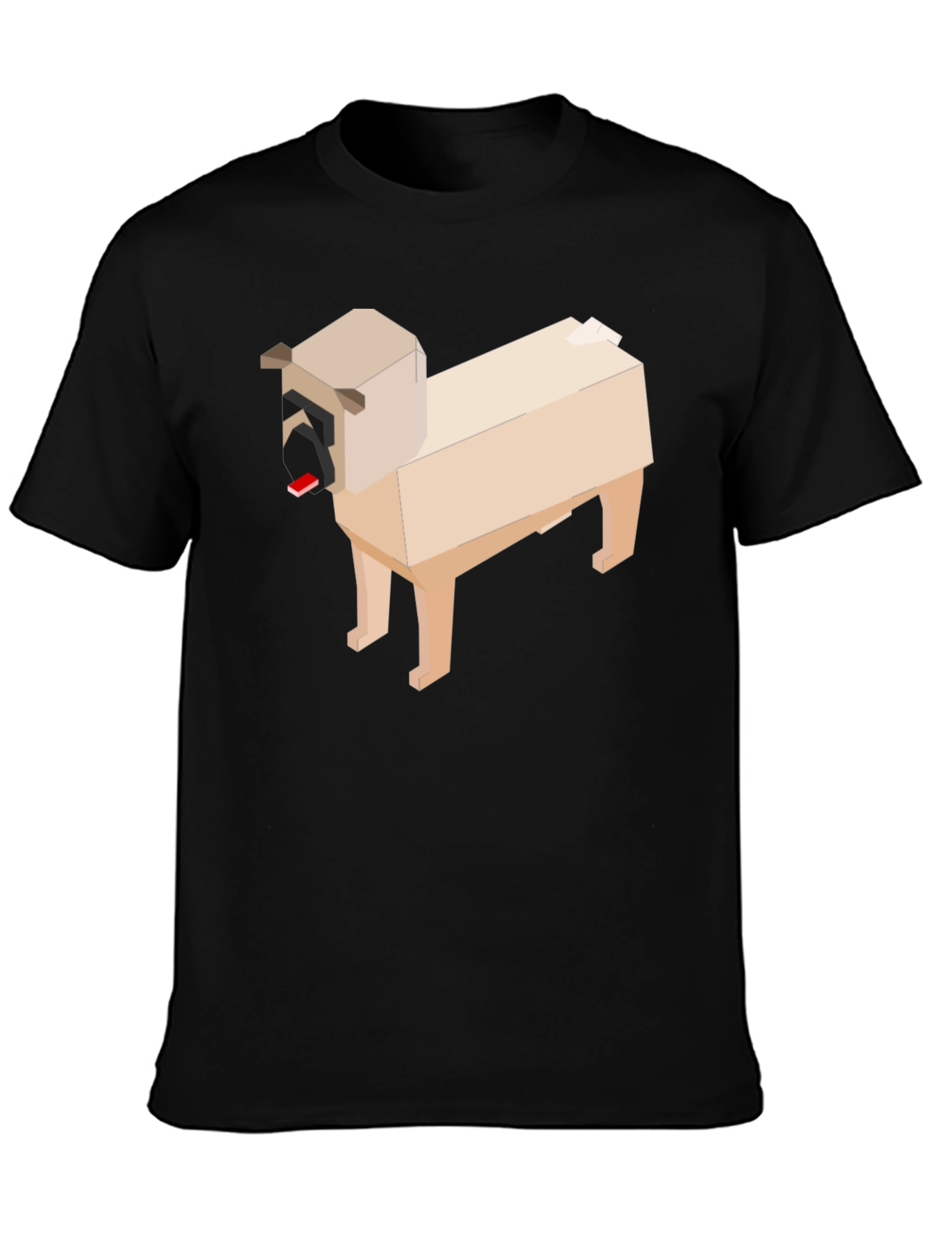 Pixel Art Pug Graphic Tee - Black Cotton
