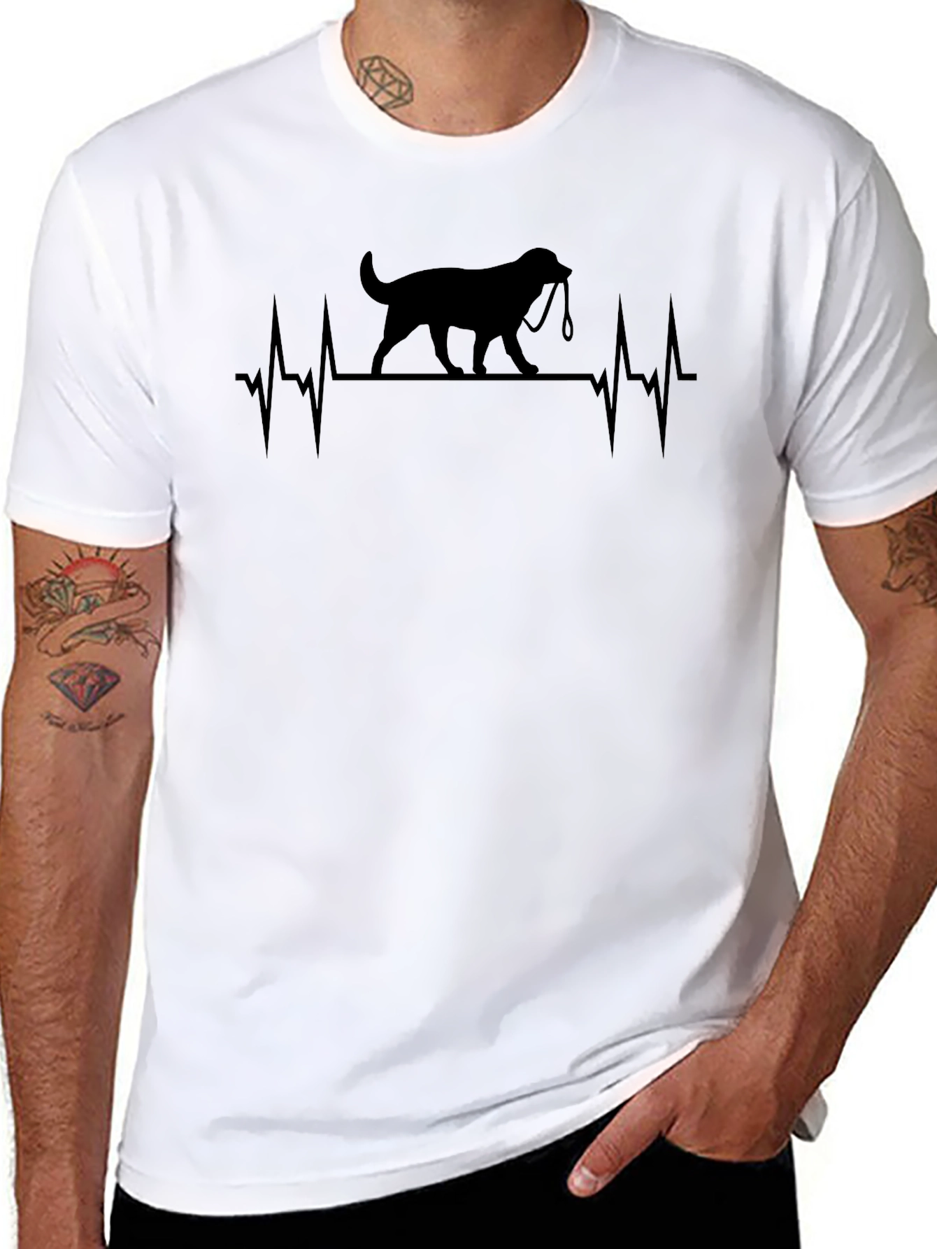 Dog Heartbeat T-Shirt - Black