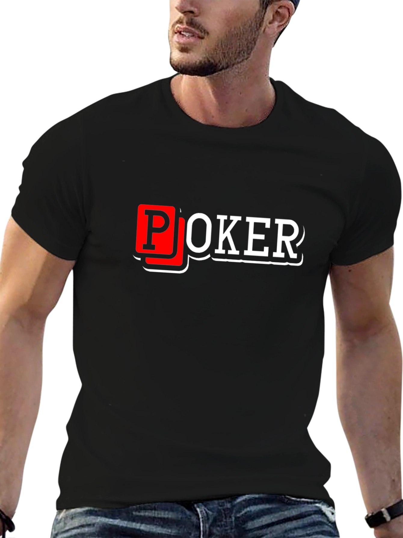 Poker Graphic T-Shirt - Black Cotton Blend