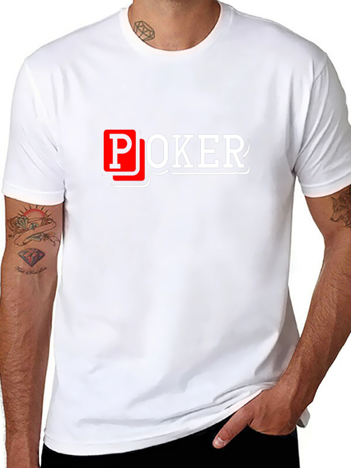 Poker Graphic T-Shirt - Black Cotton Blend