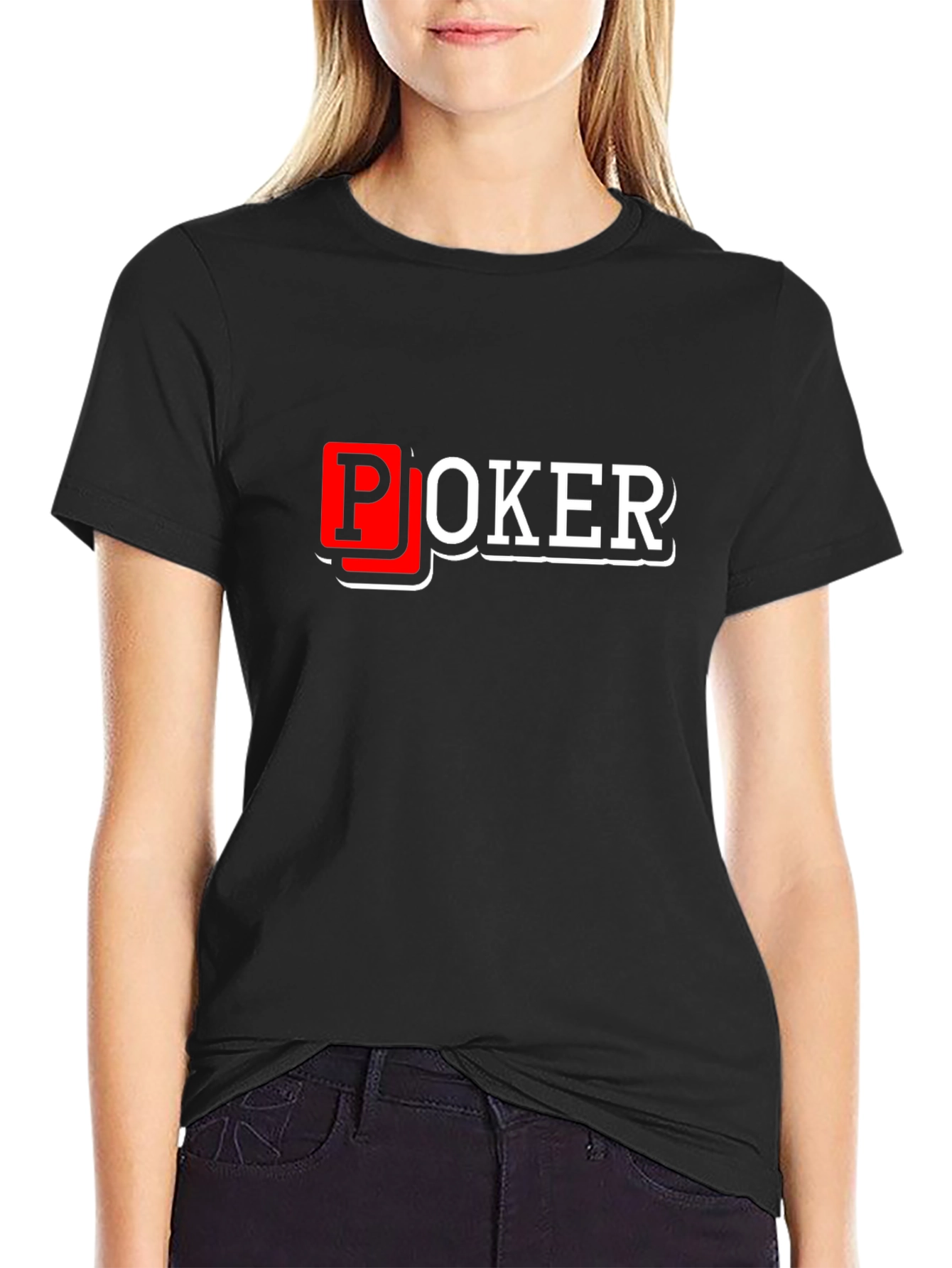Poker Graphic T-Shirt - Black Cotton Blend