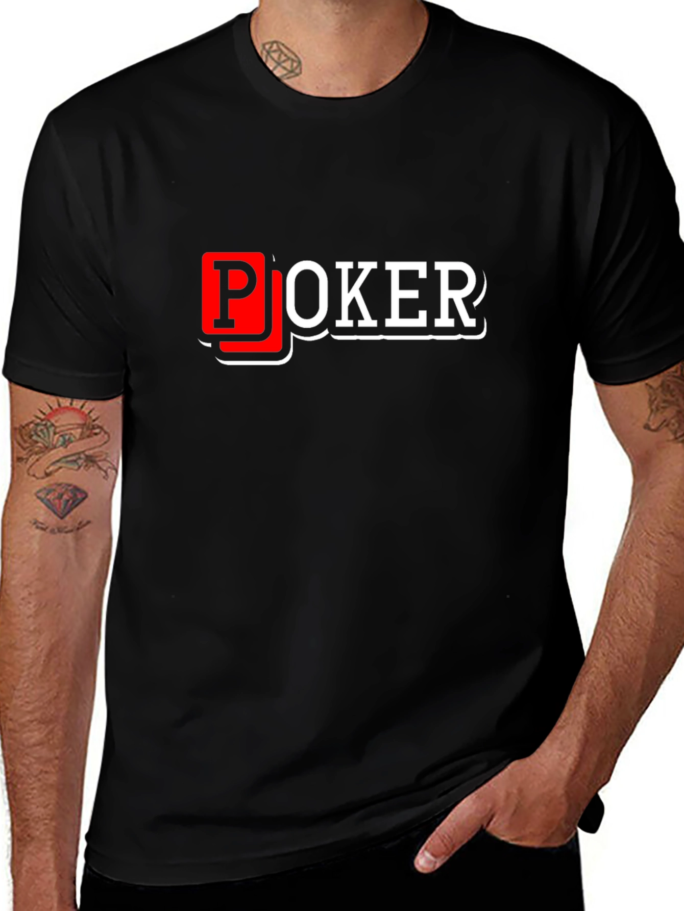 Poker Graphic T-Shirt - Black Cotton Blend