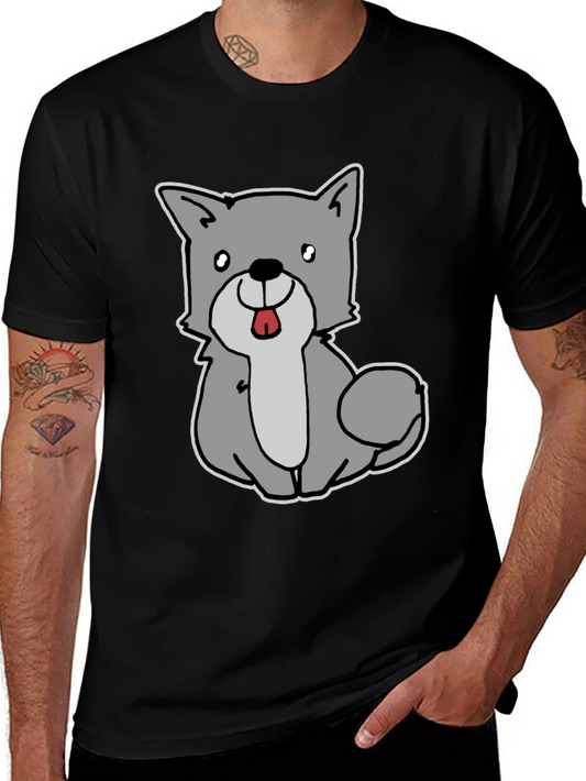 Cute Cartoon Dog Graphic Tee - Black Unisex T-Shirt