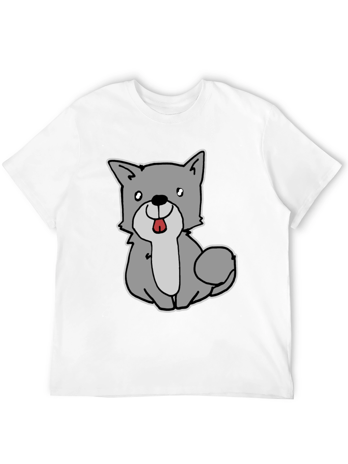 Cute Cartoon Dog Graphic Tee - Black Unisex T-Shirt