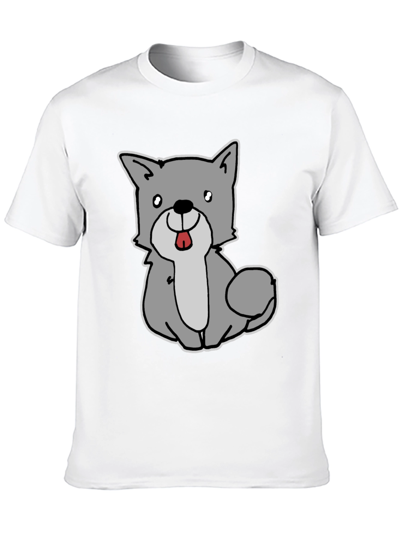 Cute Cartoon Dog Graphic Tee - Black Unisex T-Shirt