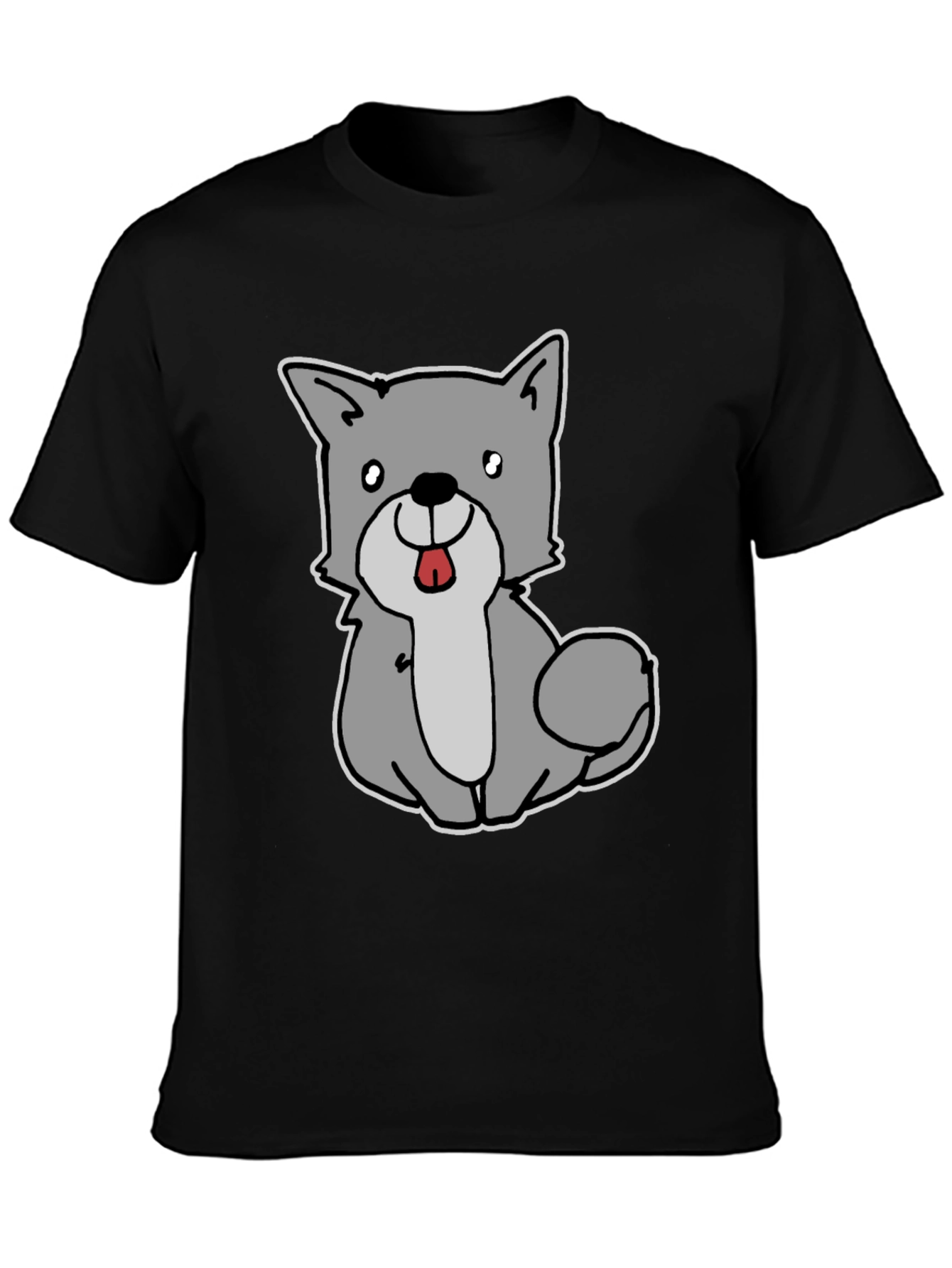 Cute Cartoon Dog Graphic Tee - Black Unisex T-Shirt