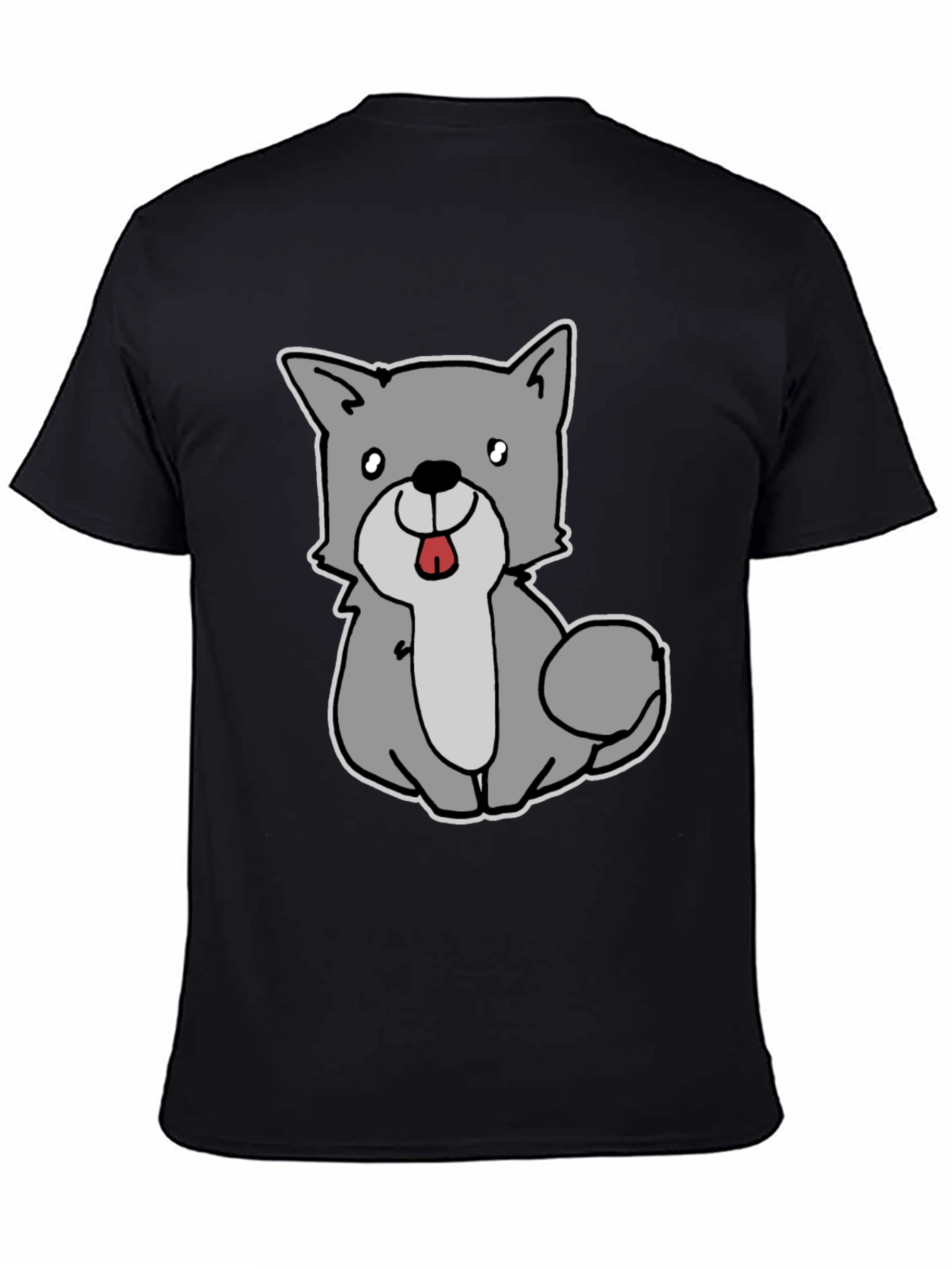 Cute Cartoon Dog Graphic Tee - Black Unisex T-Shirt