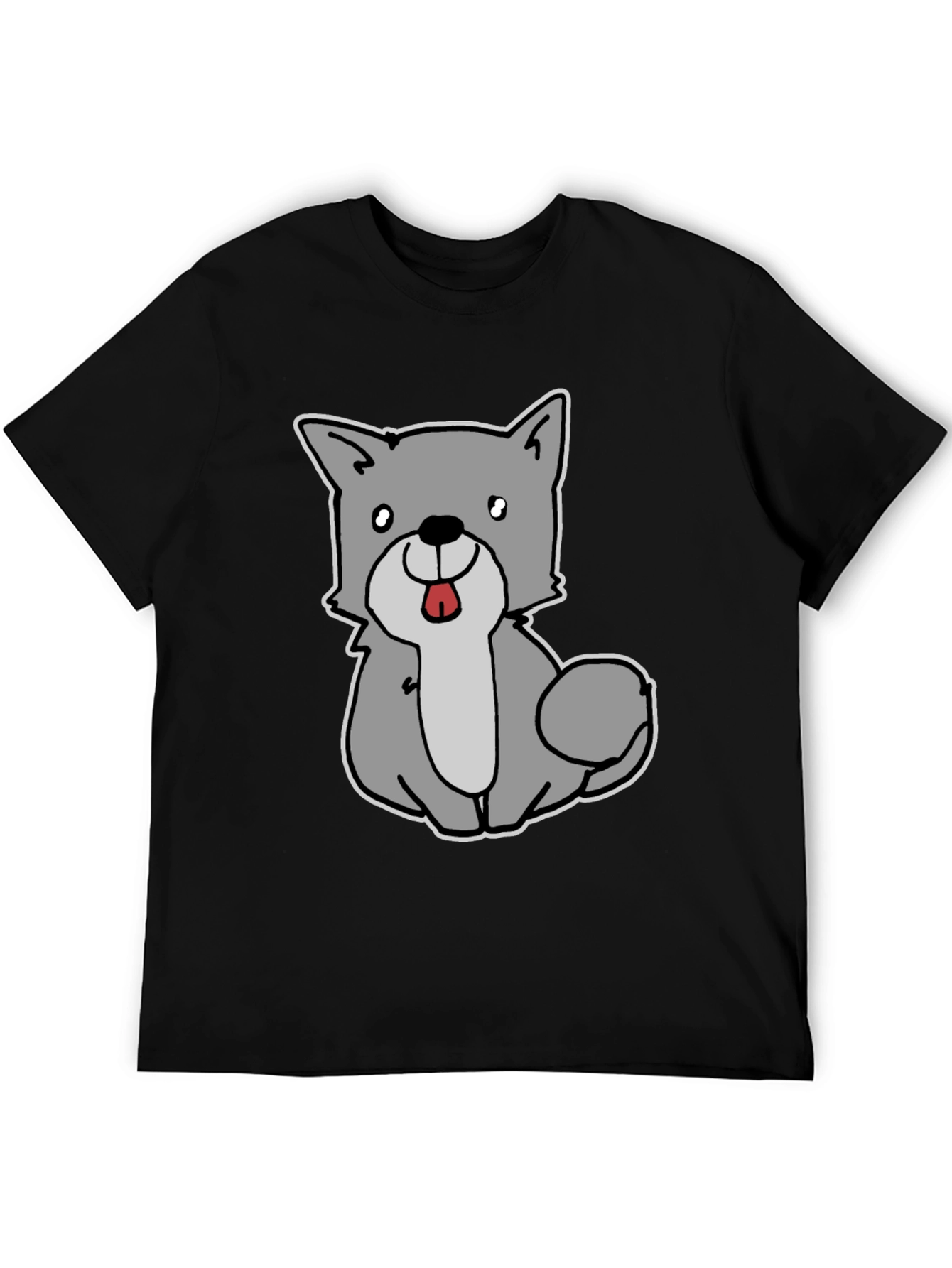 Cute Cartoon Dog Graphic Tee - Black Unisex T-Shirt