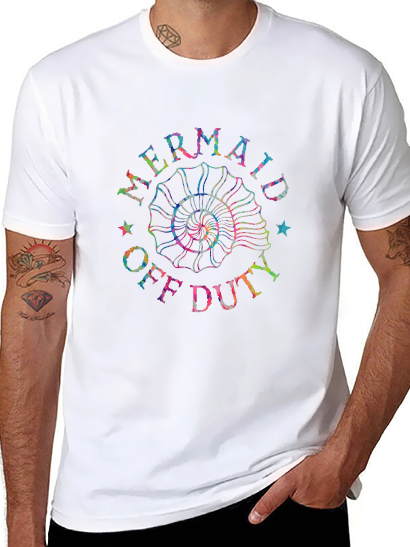 Mermaid Off Duty Graphic Tee - Black