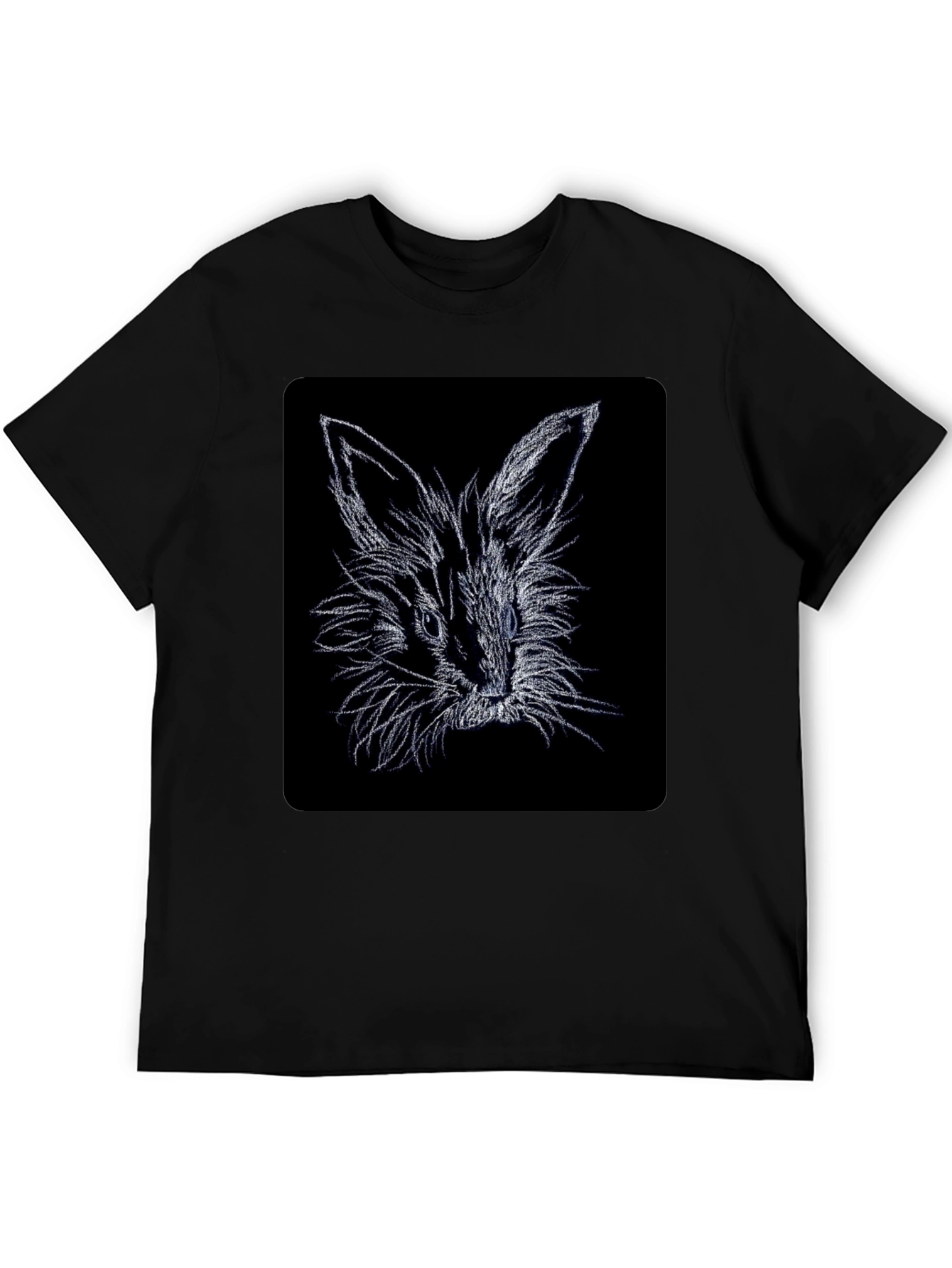 Rabbit Sketch Black T-Shirt